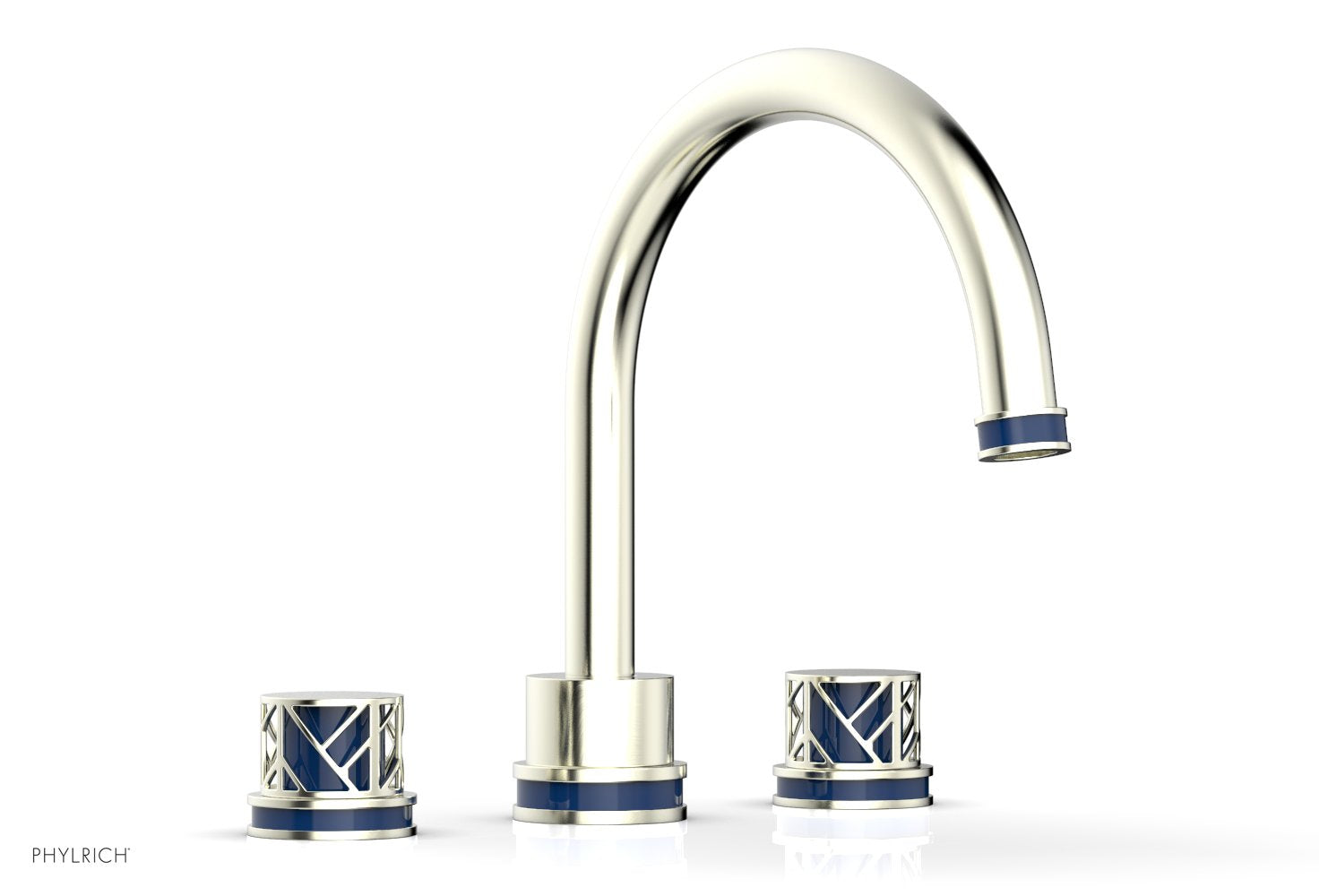 Phylrich JOLIE Deck Tub Set - Round Handles with "Navy Blue" Accents
