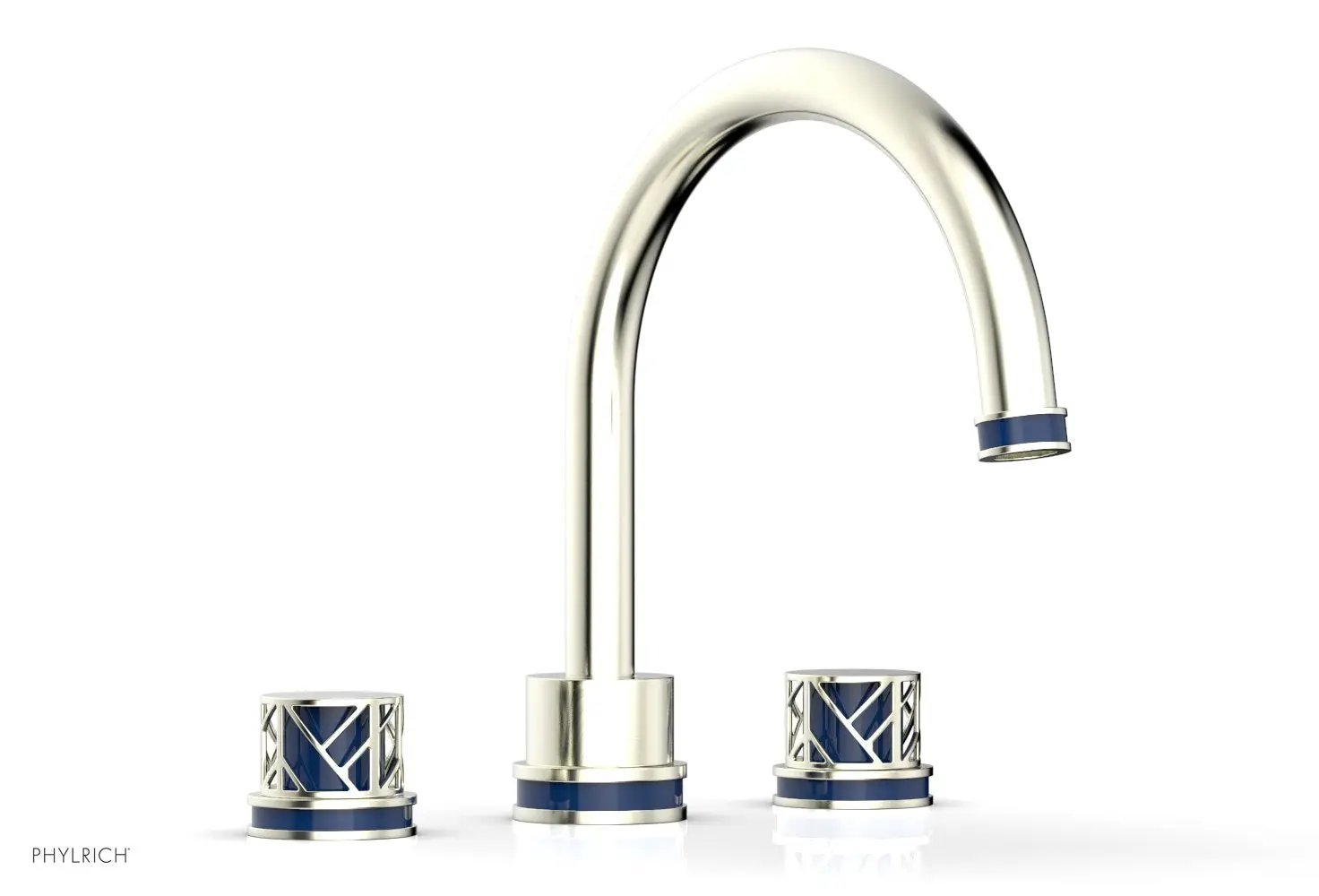 Phylrich JOLIE Deck Tub Set - Round Handles with "Navy Blue" Accents by Phylrich