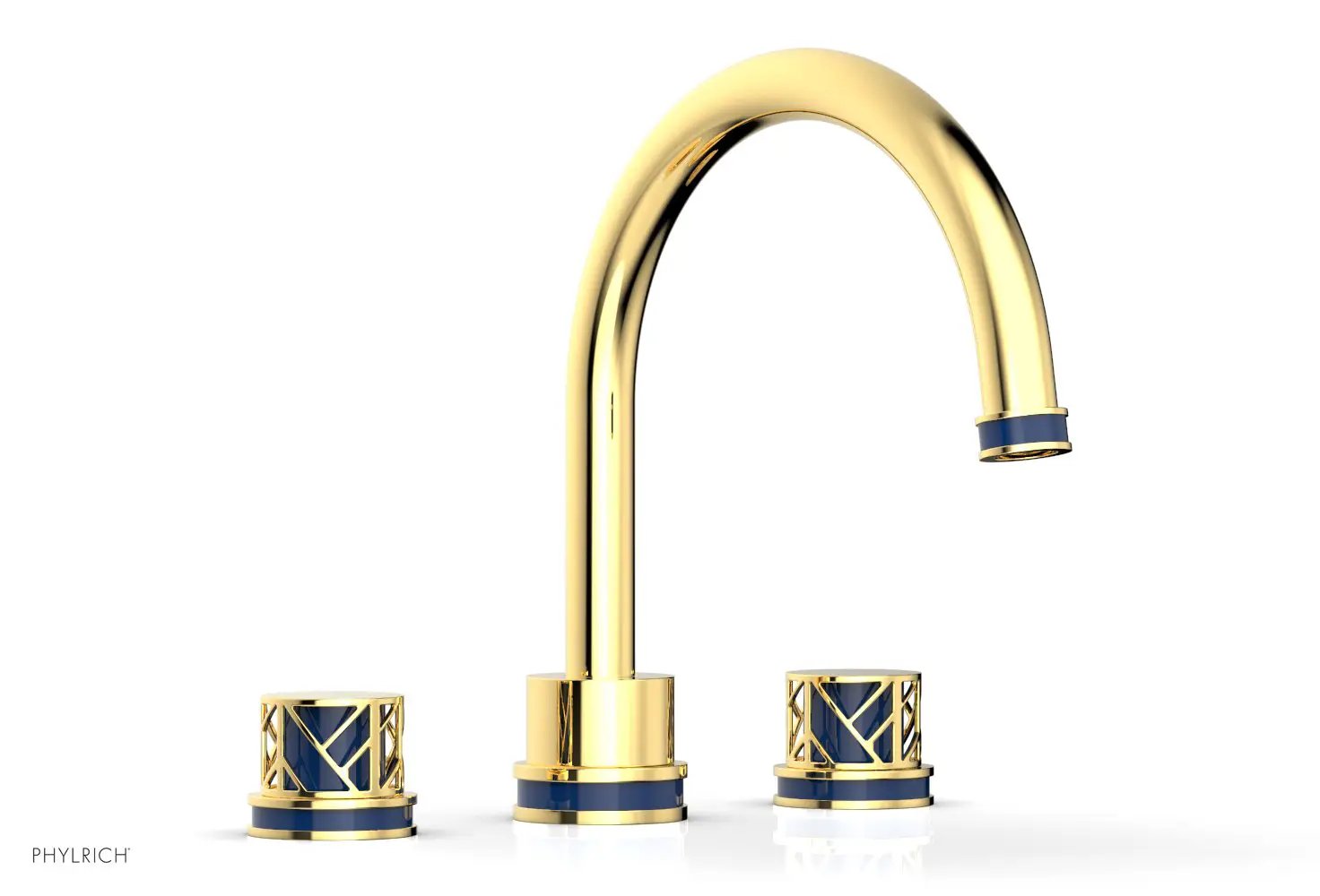 Phylrich JOLIE Deck Tub Set - Round Handles with "Navy Blue" Accents by Phylrich