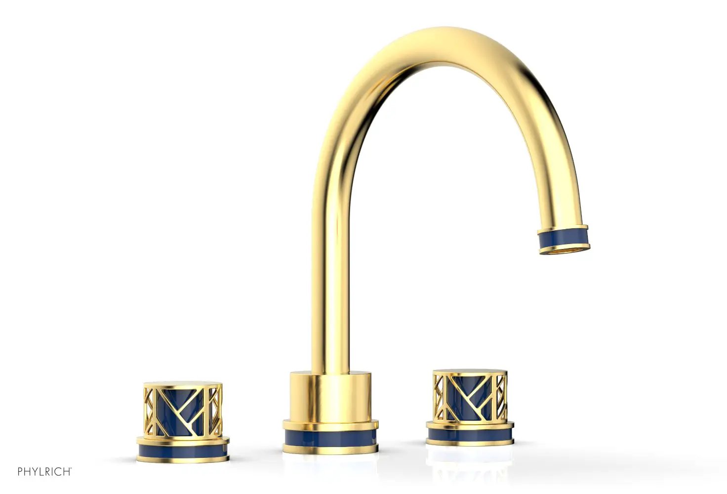 Phylrich JOLIE Deck Tub Set - Round Handles with "Navy Blue" Accents by Phylrich