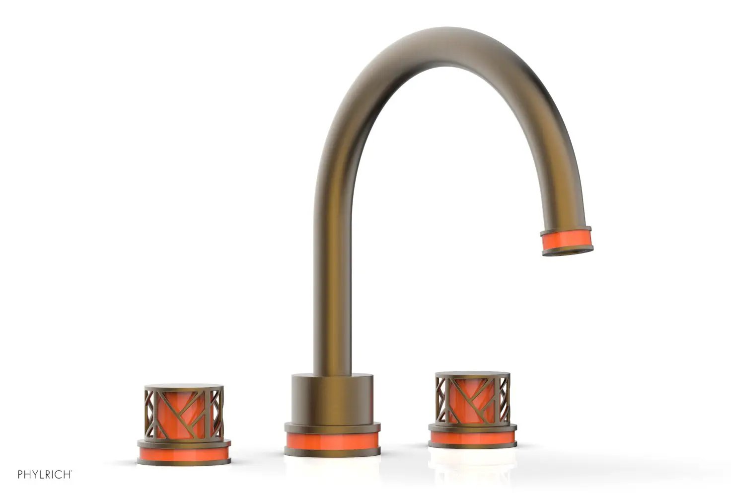 Phylrich JOLIE Deck Tub Set - Round Handles with "Orange" Accents by Phylrich