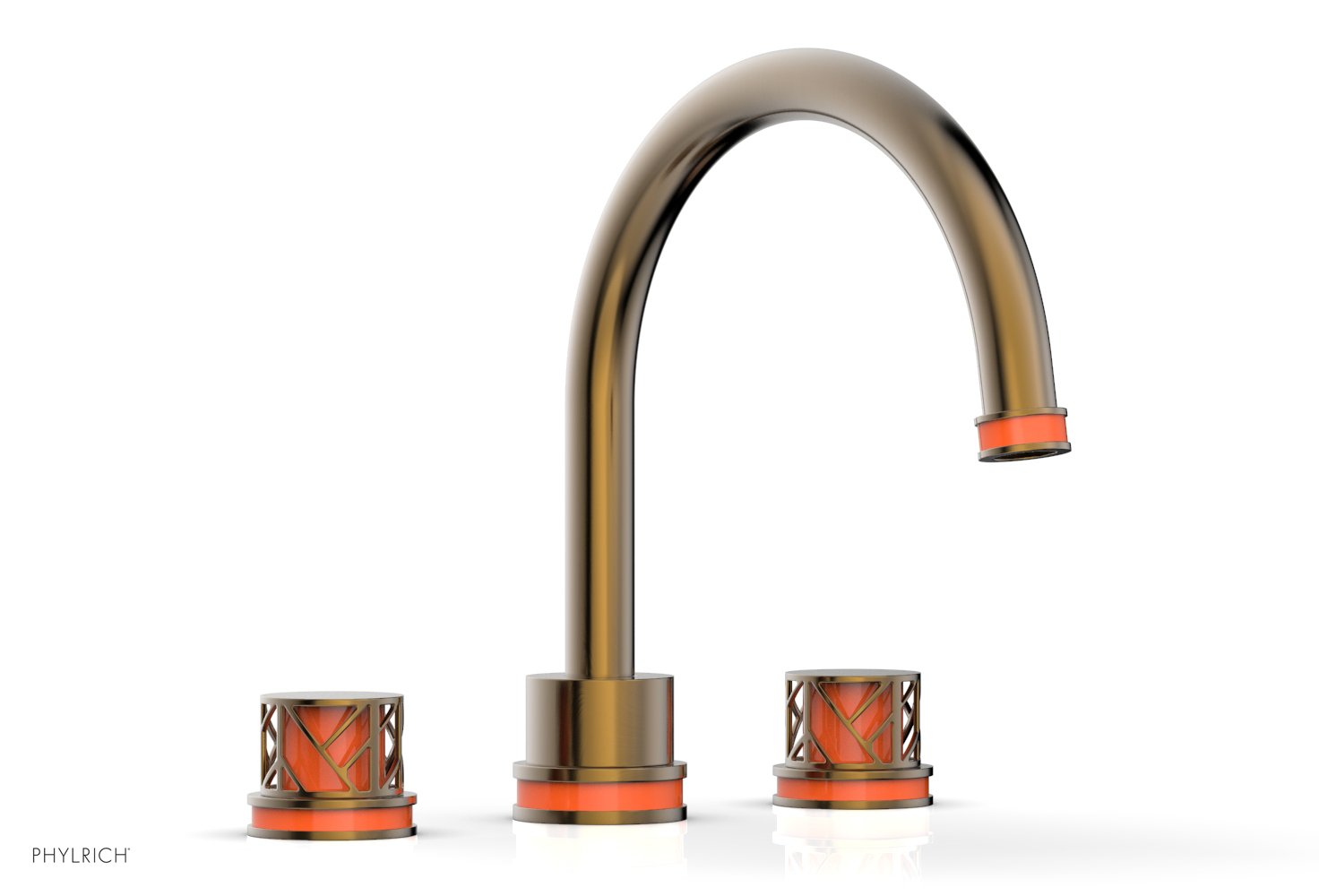 Phylrich JOLIE Deck Tub Set - Round Handles with "Orange" Accents