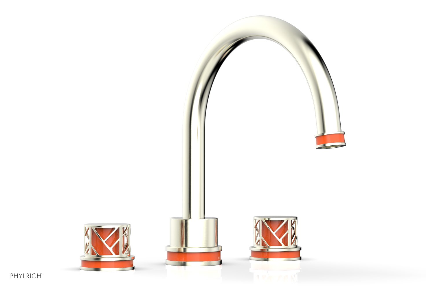Phylrich JOLIE Deck Tub Set - Round Handles with "Orange" Accents