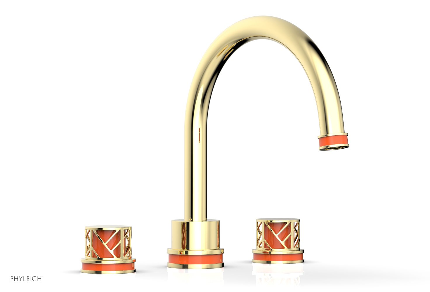 Phylrich JOLIE Deck Tub Set - Round Handles with "Orange" Accents