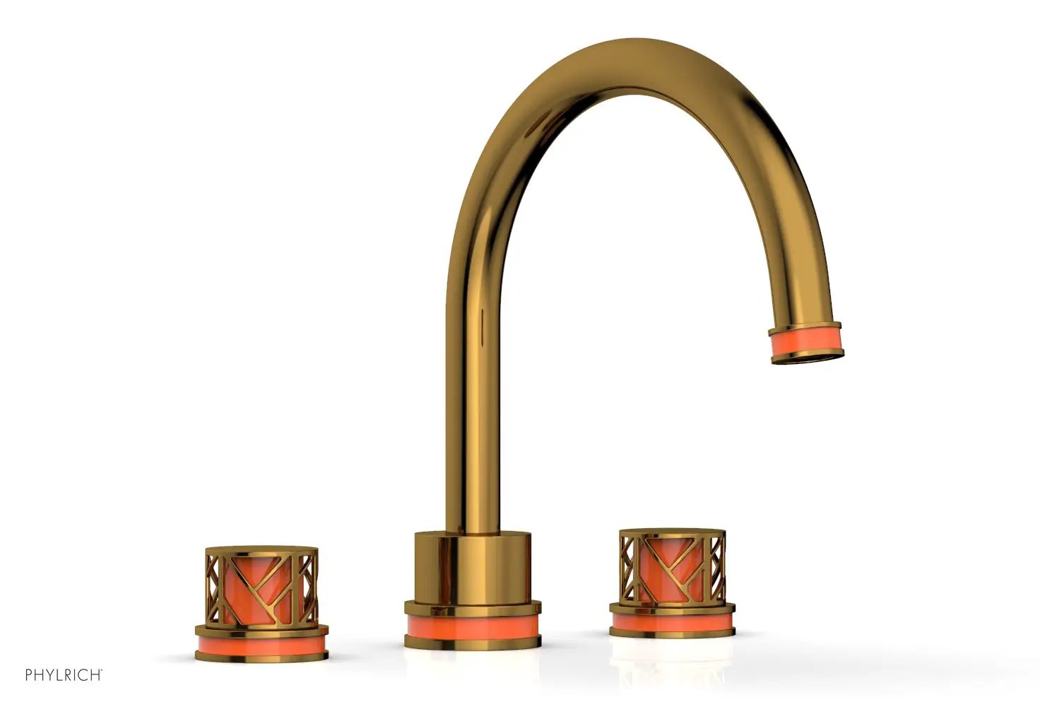 Phylrich JOLIE Deck Tub Set - Round Handles with "Orange" Accents by Phylrich