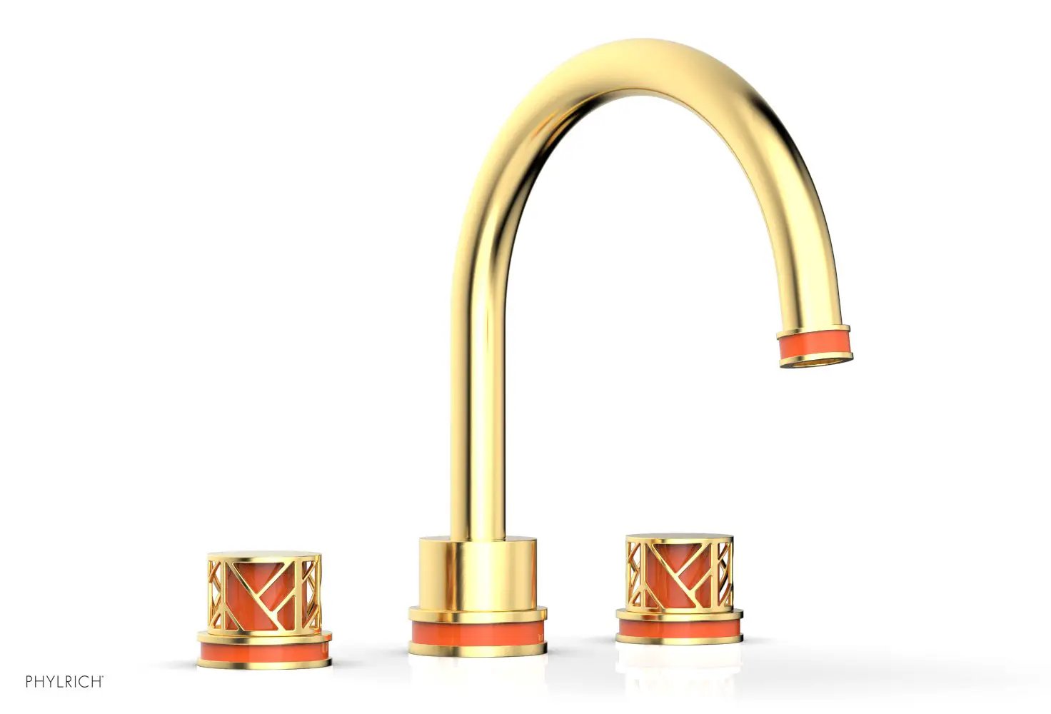 Phylrich JOLIE Deck Tub Set - Round Handles with "Orange" Accents by Phylrich