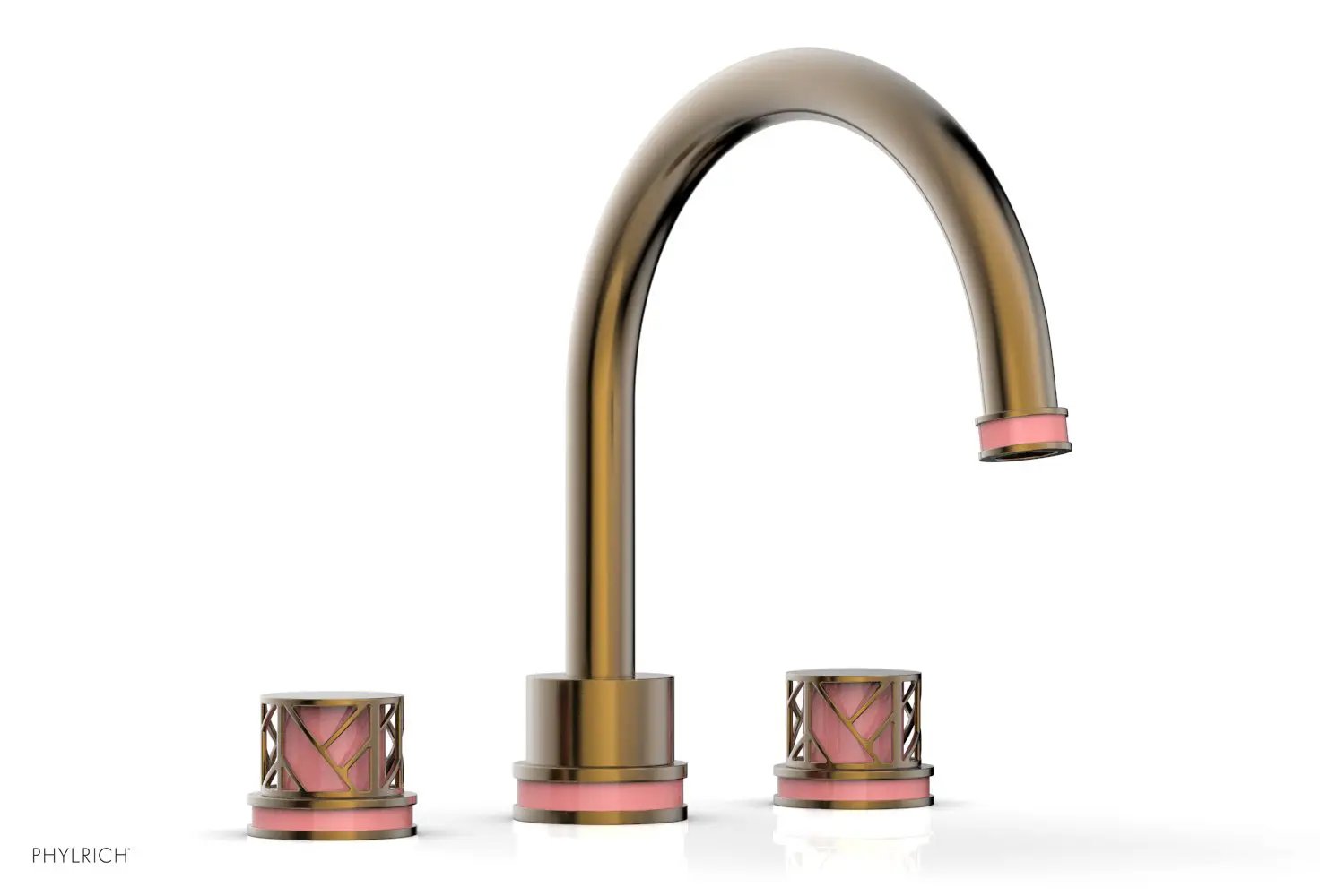 Phylrich JOLIE Deck Tub Set - Round Handles with "Pink" Accents by Phylrich
