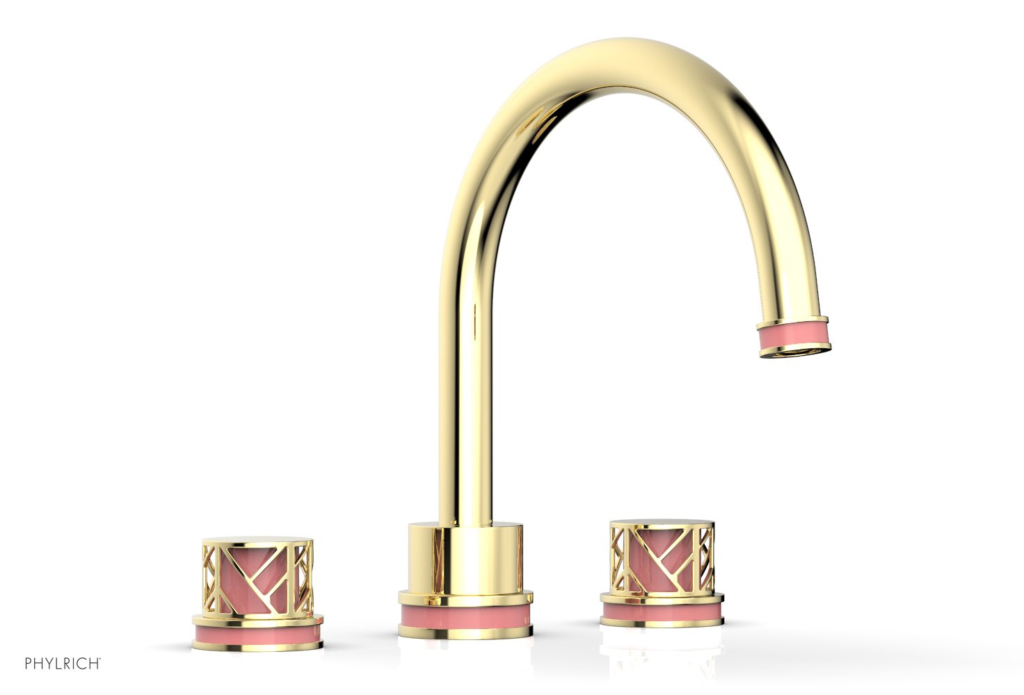 Phylrich JOLIE Deck Tub Set - Round Handles with "Pink" Accents
