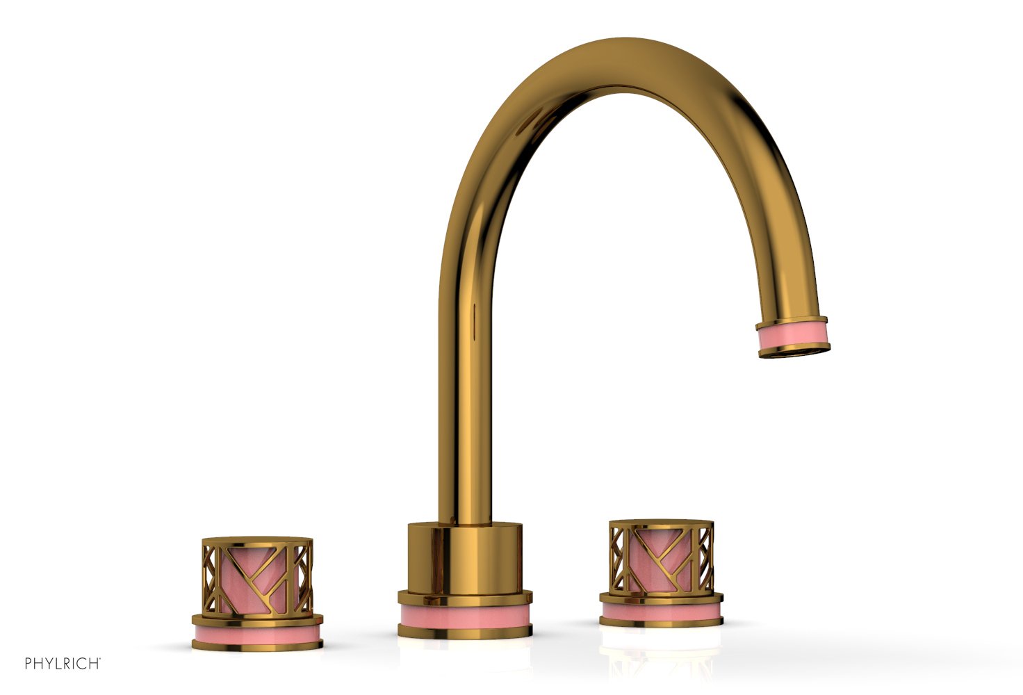Phylrich JOLIE Deck Tub Set - Round Handles with "Pink" Accents