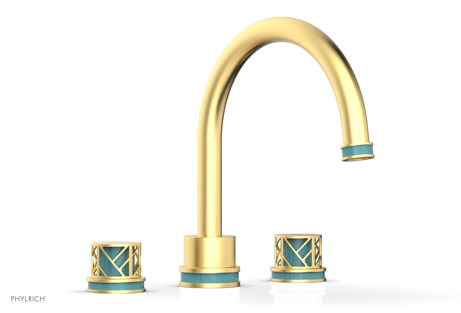 Phylrich JOLIE Deck Tub Set - Round Handles with "Turquoise" Accents