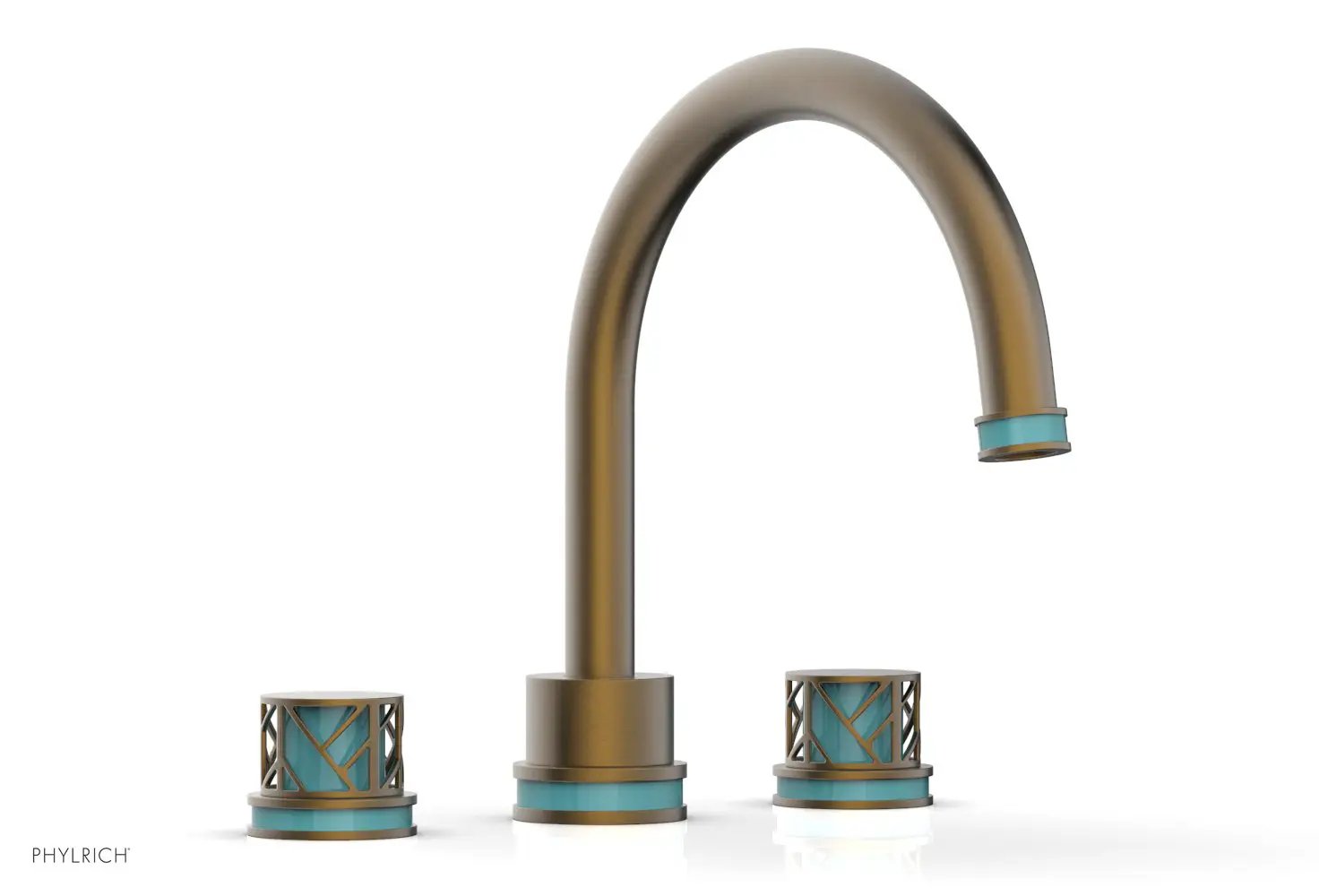 Phylrich JOLIE Deck Tub Set - Round Handles with "Turquoise" Accents by Phylrich