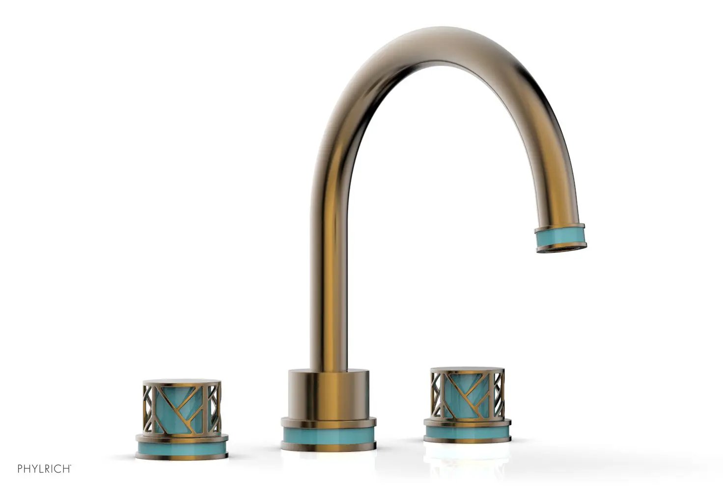 Phylrich JOLIE Deck Tub Set - Round Handles with "Turquoise" Accents by Phylrich