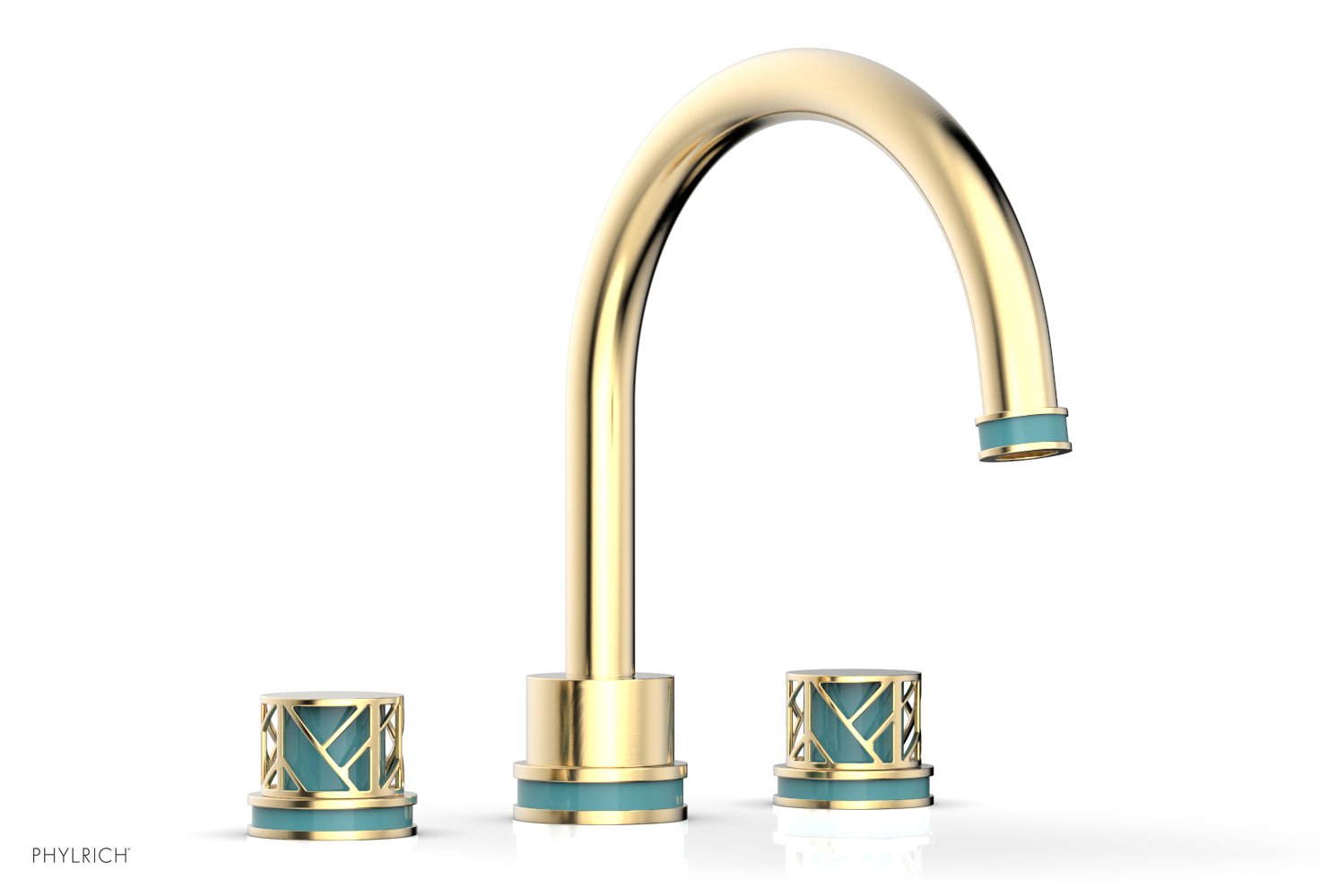 Phylrich JOLIE Deck Tub Set - Round Handles with "Turquoise" Accents
