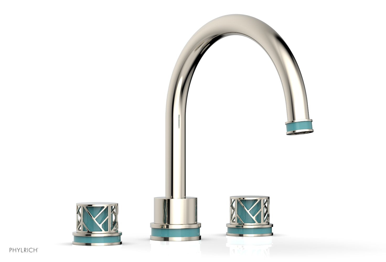 Phylrich JOLIE Deck Tub Set - Round Handles with "Turquoise" Accents