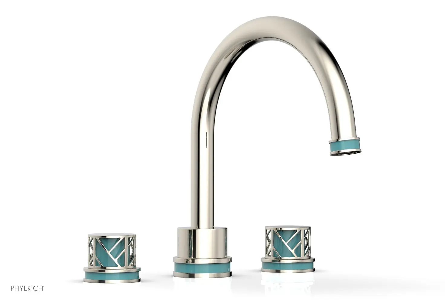 Phylrich JOLIE Deck Tub Set - Round Handles with "Turquoise" Accents by Phylrich