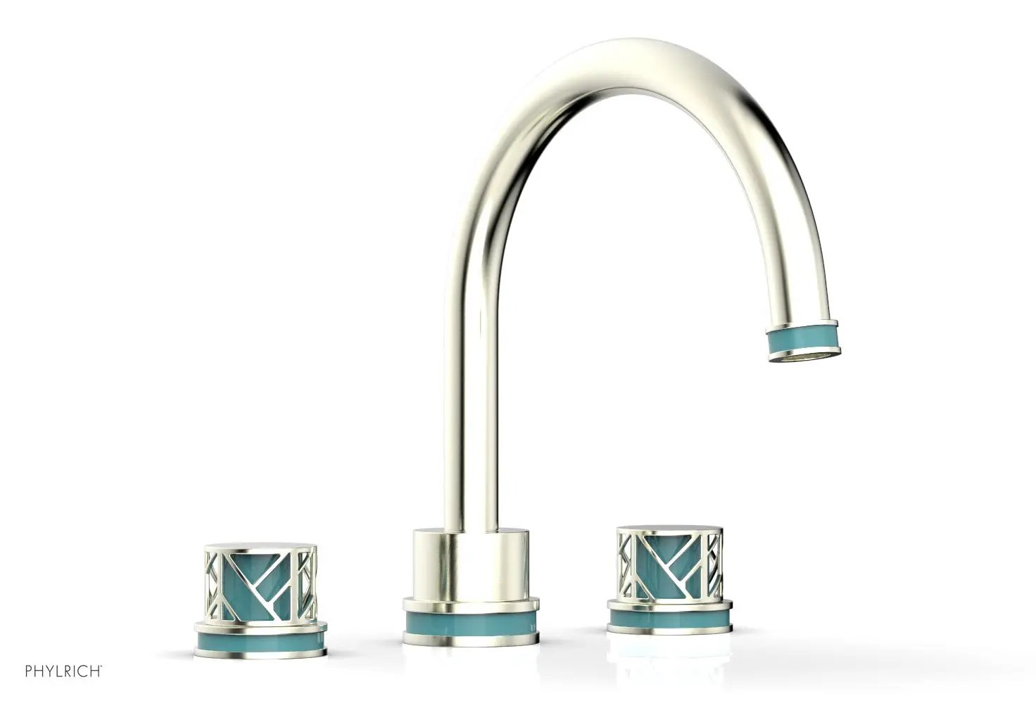 Phylrich JOLIE Deck Tub Set - Round Handles with "Turquoise" Accents by Phylrich