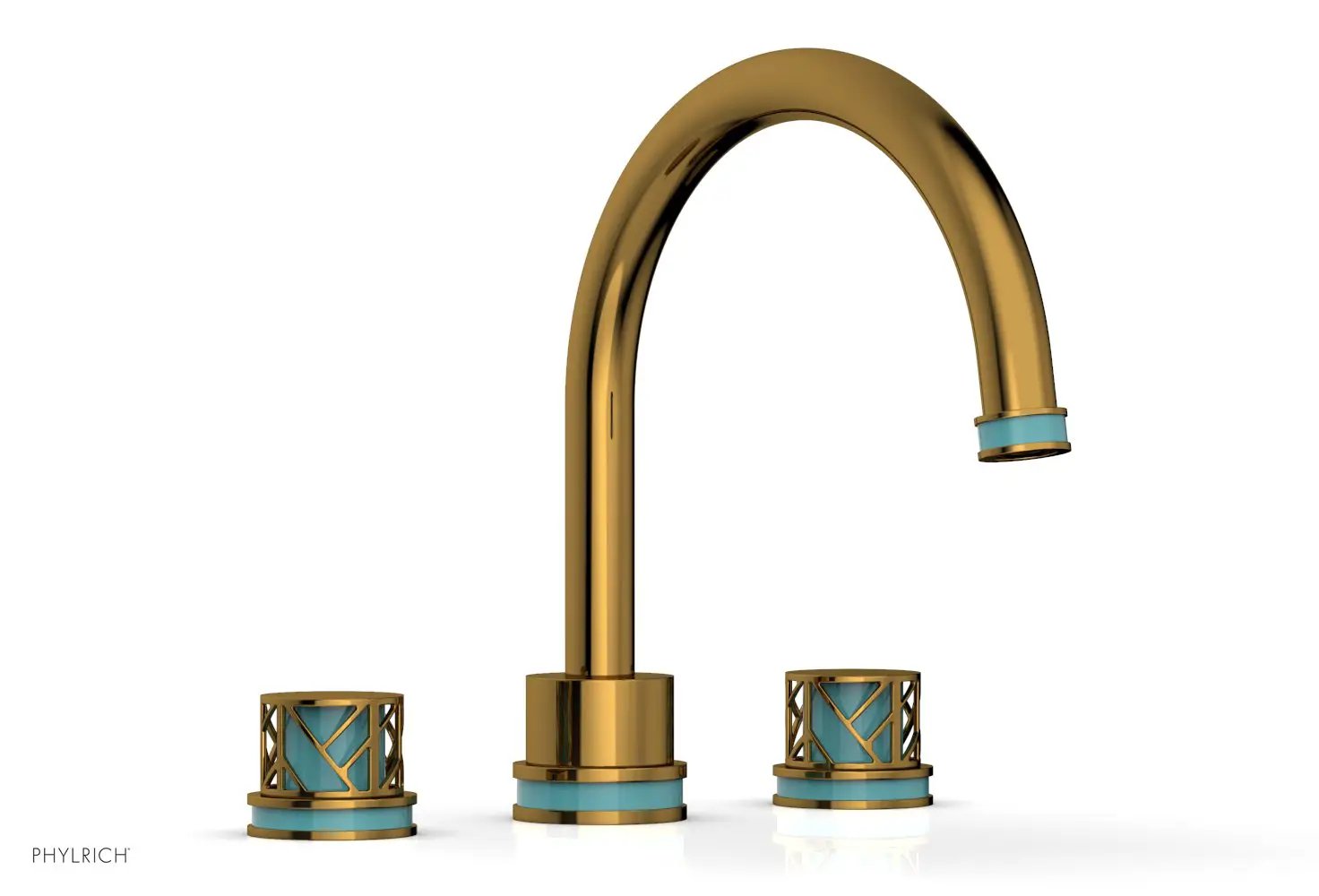 Phylrich JOLIE Deck Tub Set - Round Handles with "Turquoise" Accents by Phylrich