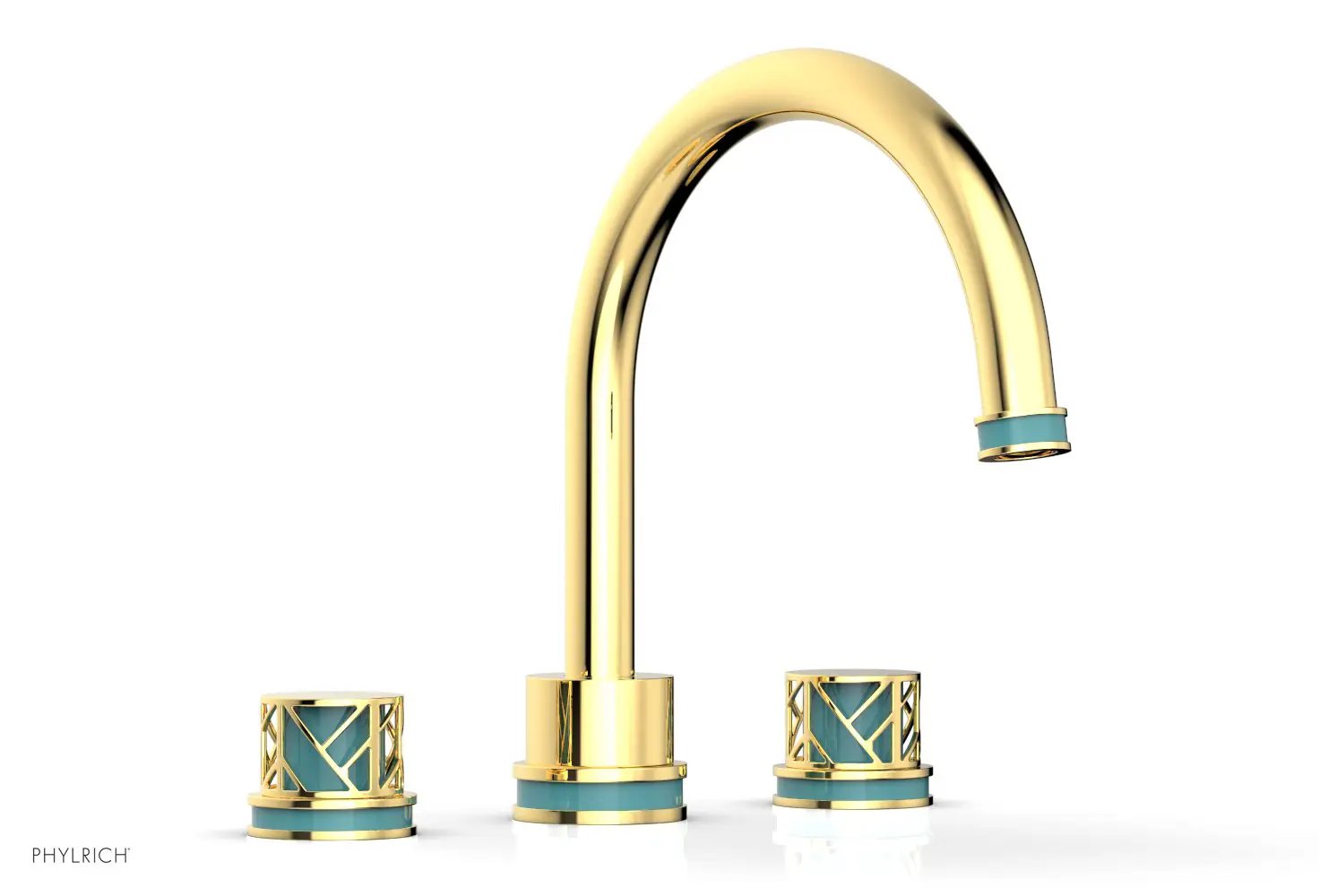 Phylrich JOLIE Deck Tub Set - Round Handles with "Turquoise" Accents by Phylrich
