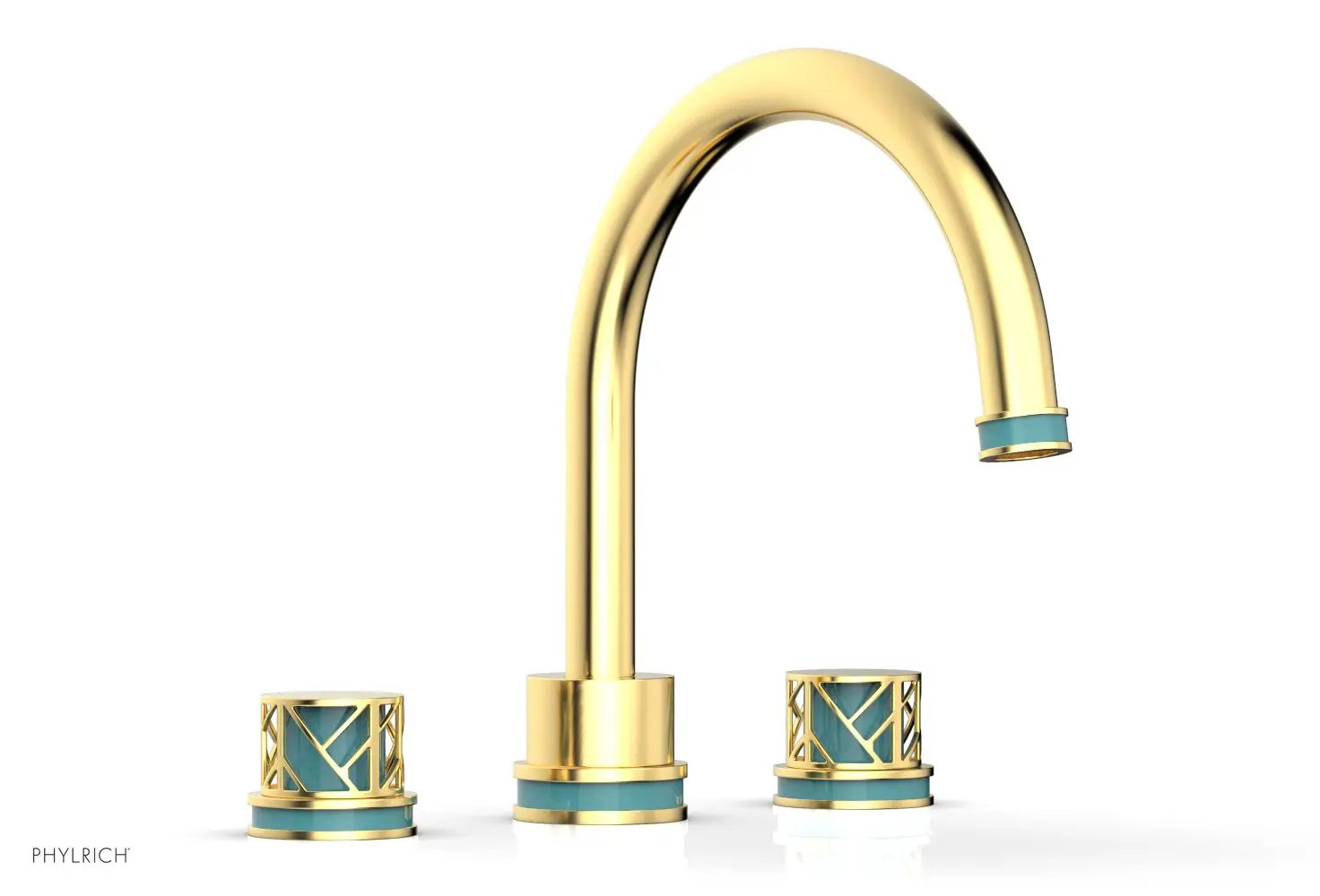 Phylrich JOLIE Deck Tub Set - Round Handles with "Turquoise" Accents by Phylrich
