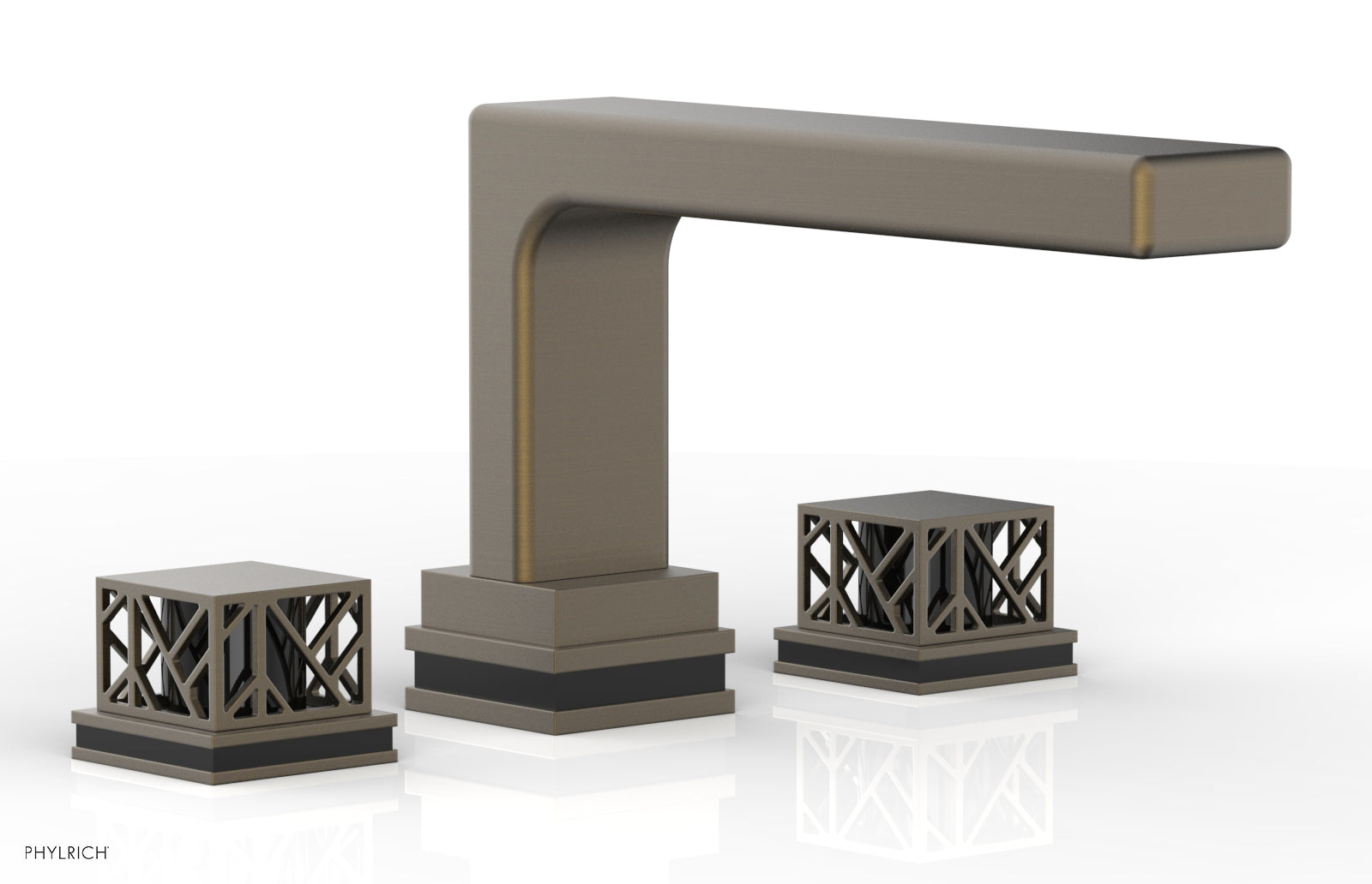 Phylrich JOLIE Deck Tub Set - Square Handles with "Black" Accents