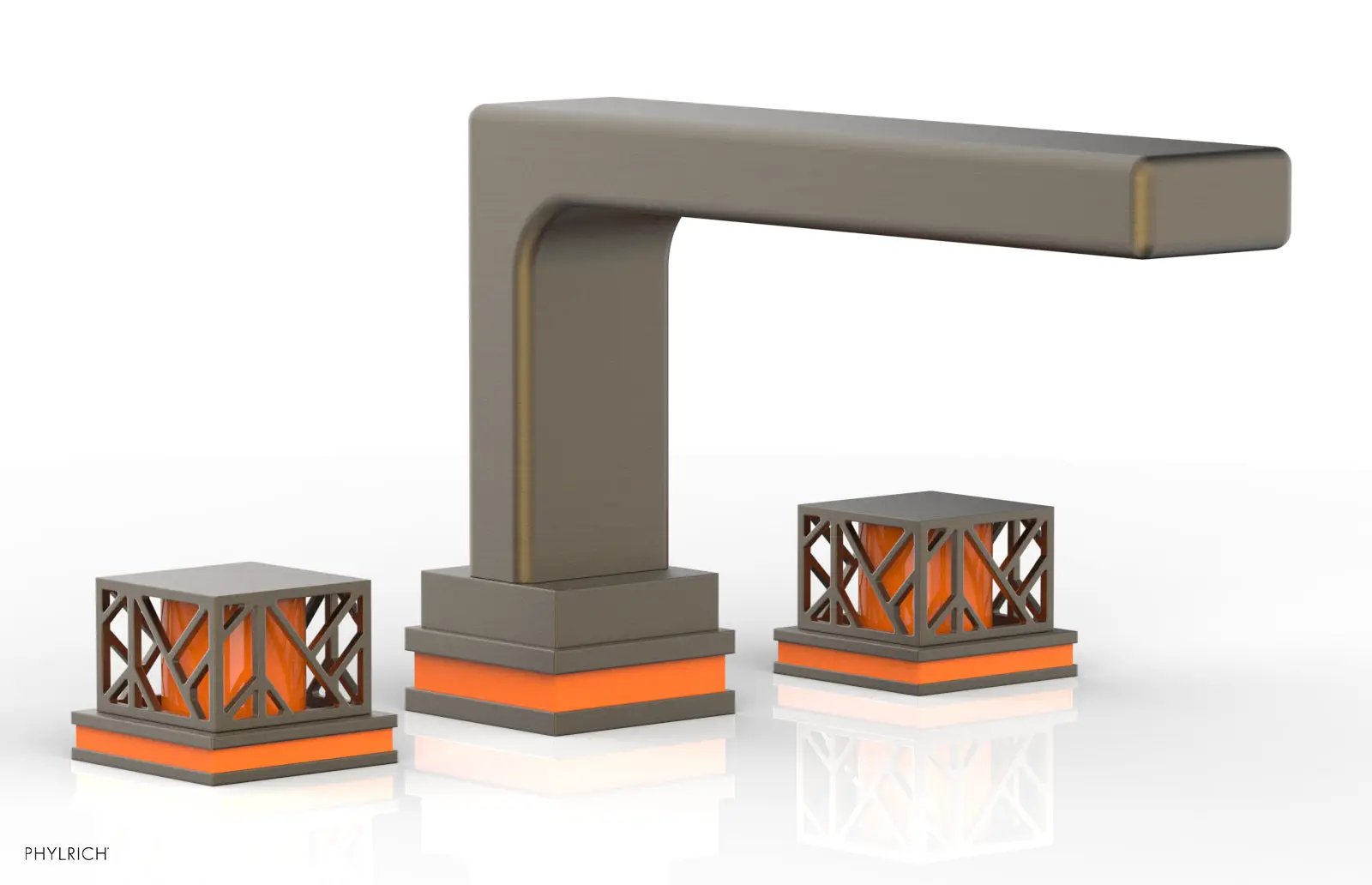 Phylrich JOLIE Deck Tub Set - Square Handles with "Orange" Accents by Phylrich