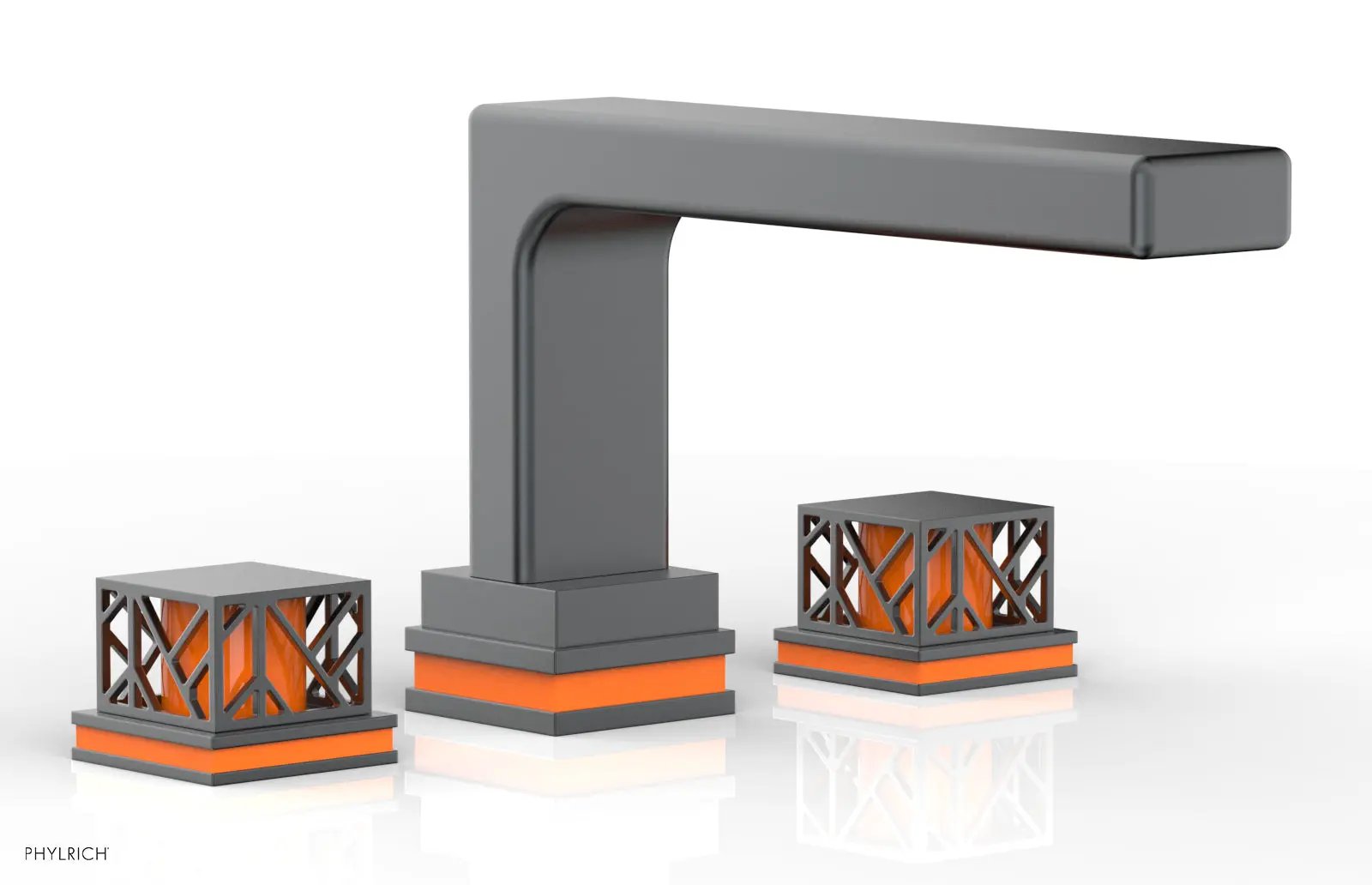 Phylrich JOLIE Deck Tub Set - Square Handles with "Orange" Accents by Phylrich