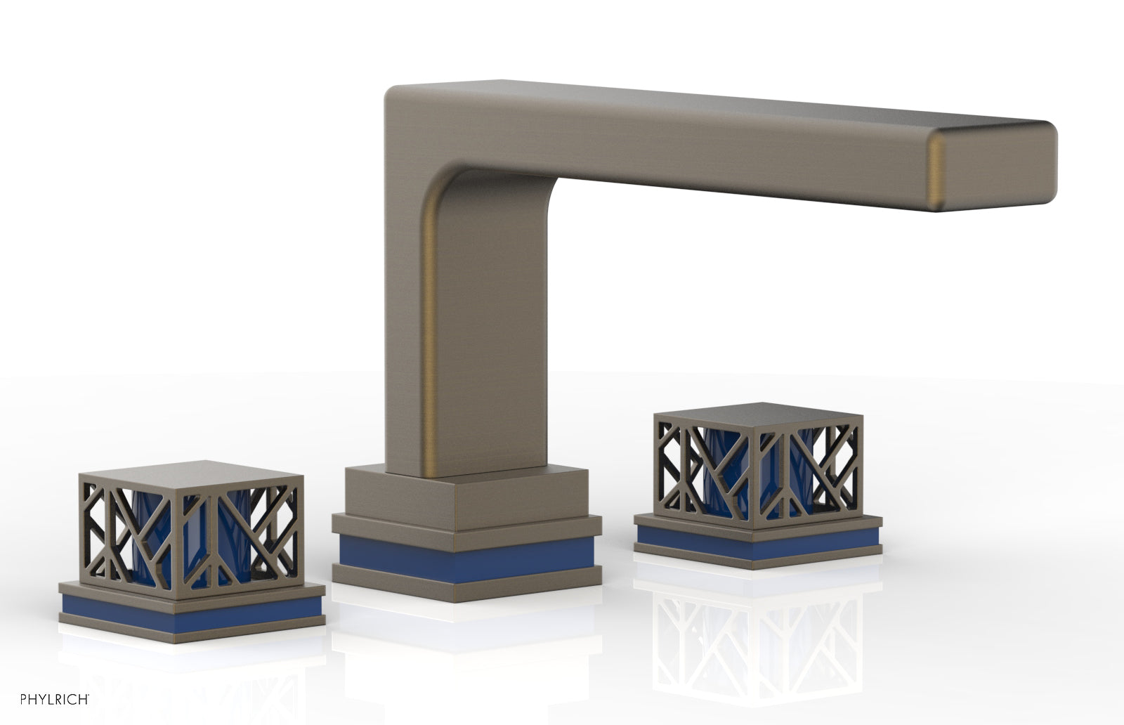 Phylrich JOLIE Deck Tub Set - Square Handles with "Navy Blue" Accents