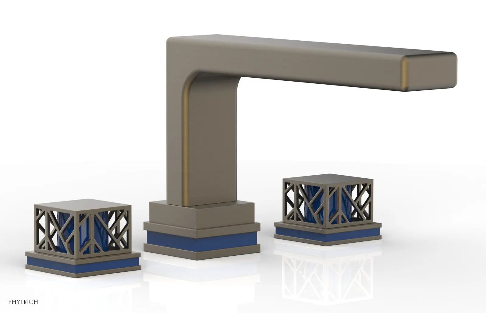 Phylrich JOLIE Deck Tub Set - Square Handles with "Navy Blue" Accents by Phylrich