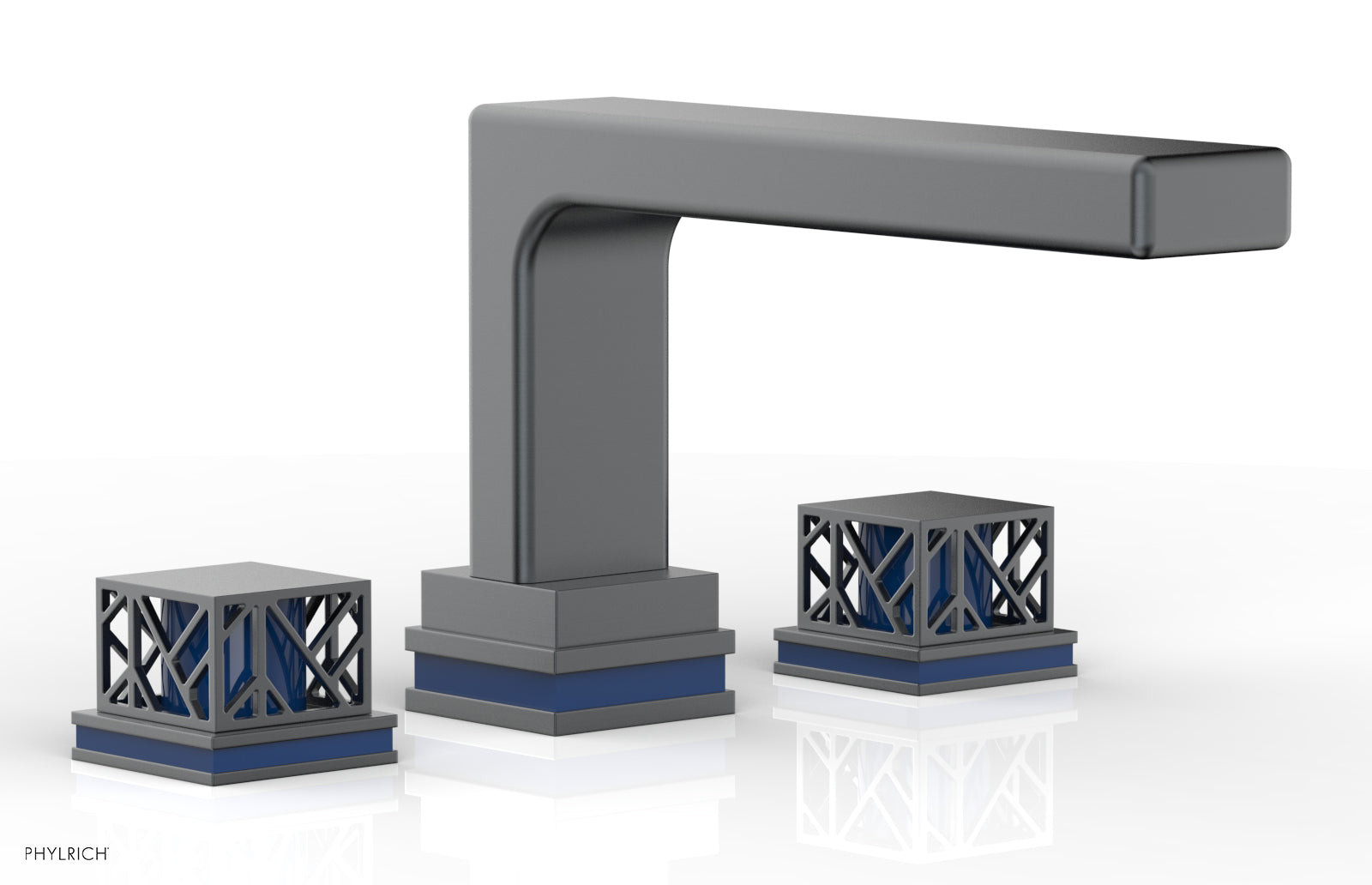 Phylrich JOLIE Deck Tub Set - Square Handles with "Navy Blue" Accents