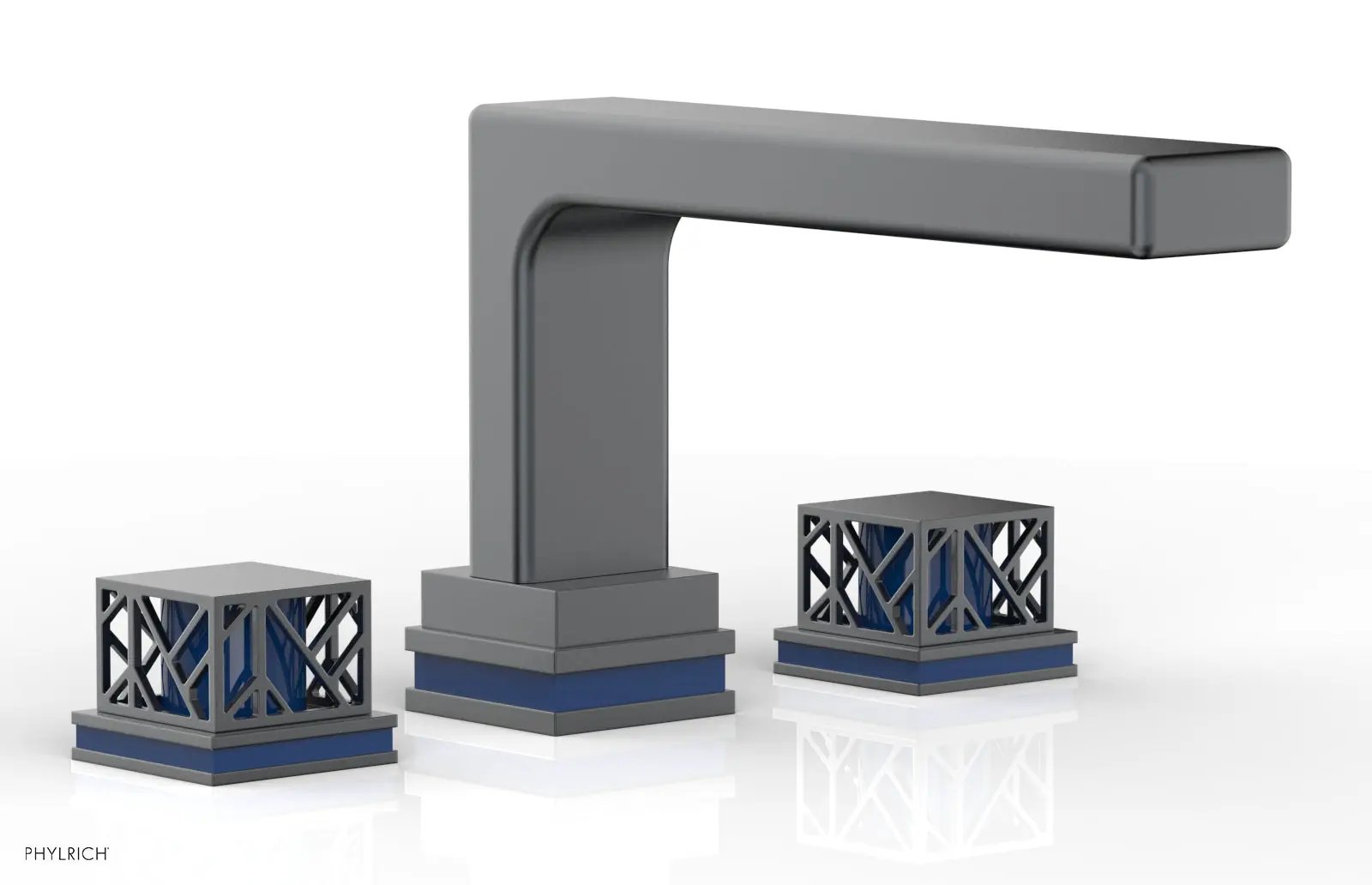 Phylrich JOLIE Deck Tub Set - Square Handles with "Navy Blue" Accents by Phylrich