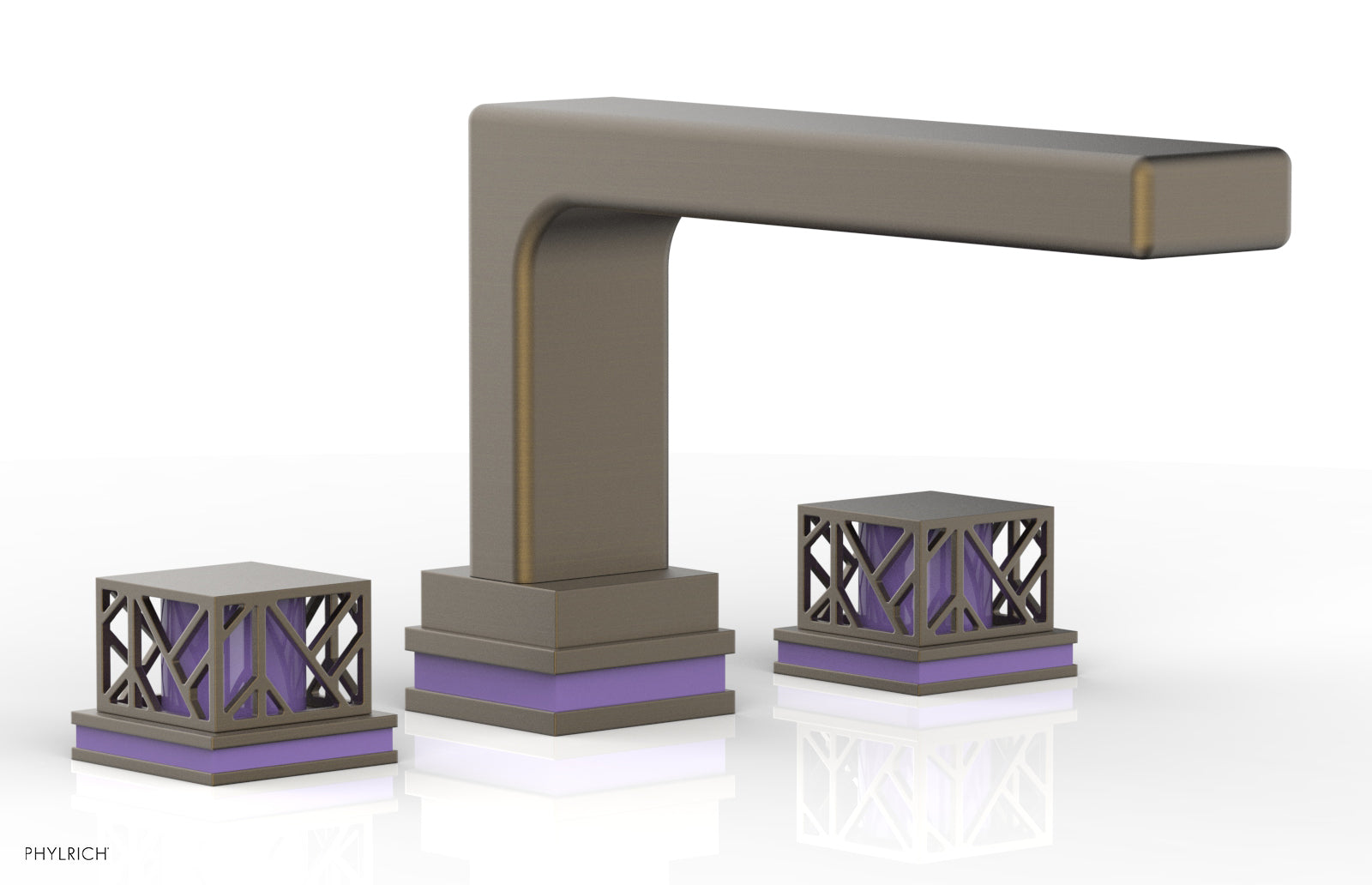 Phylrich JOLIE Deck Tub Set - Square Handles with "Purple" Accents