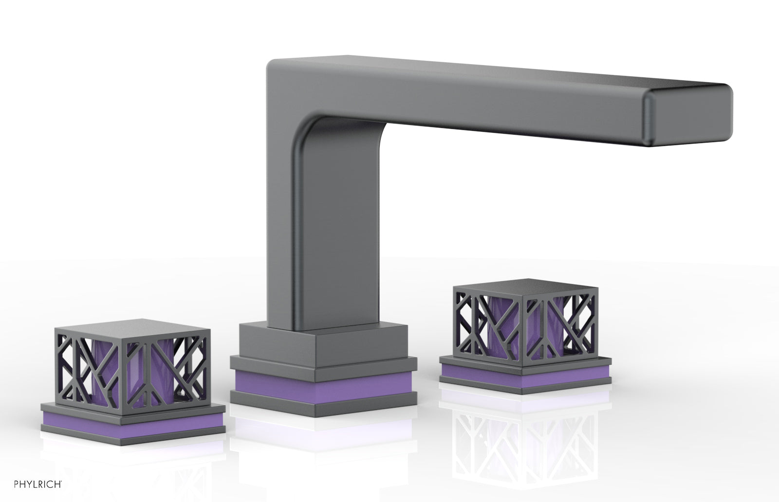 Phylrich JOLIE Deck Tub Set - Square Handles with "Purple" Accents