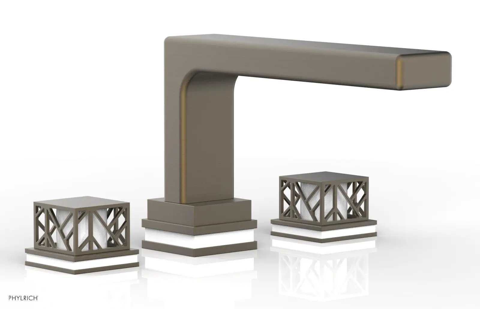 Phylrich JOLIE Deck Tub Set - Square Handles with "White" Accents by Phylrich