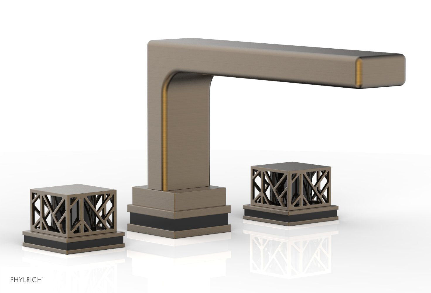 Phylrich JOLIE Deck Tub Set - Square Handles with "Black" Accents