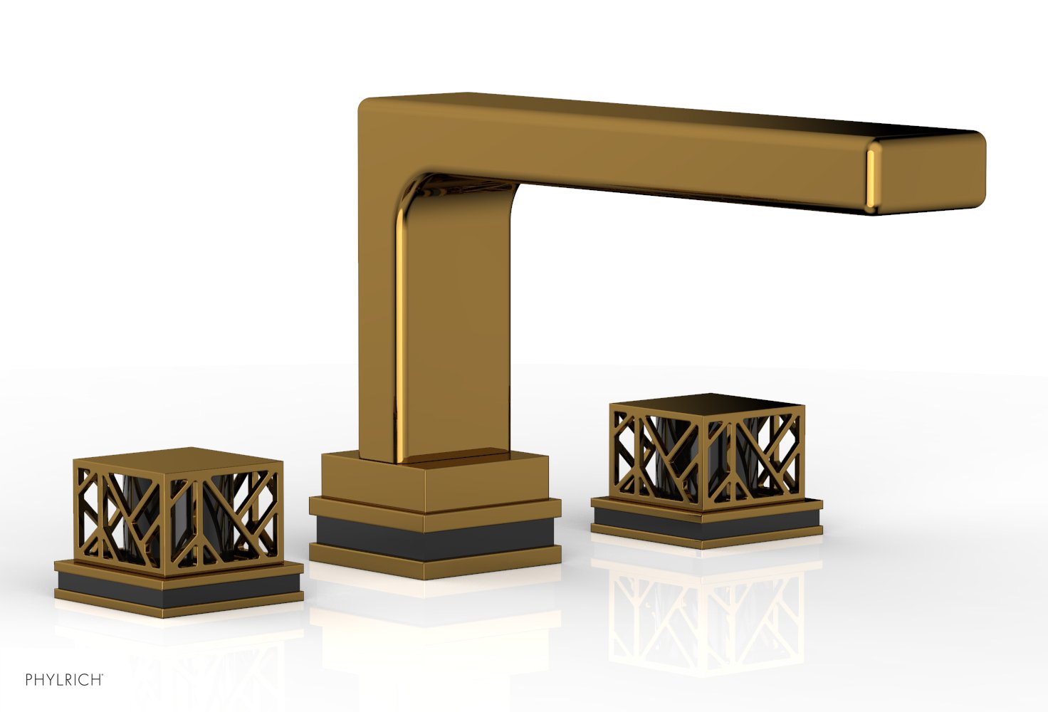 Phylrich JOLIE Deck Tub Set - Square Handles with "Black" Accents