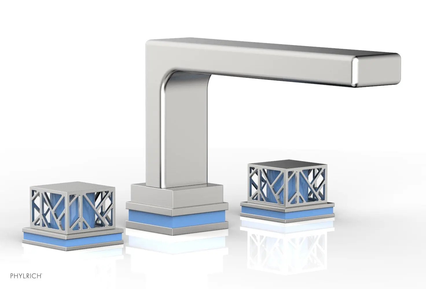 Phylrich JOLIE Deck Tub Set - Square Handles with "Light Blue" Accents by Phylrich