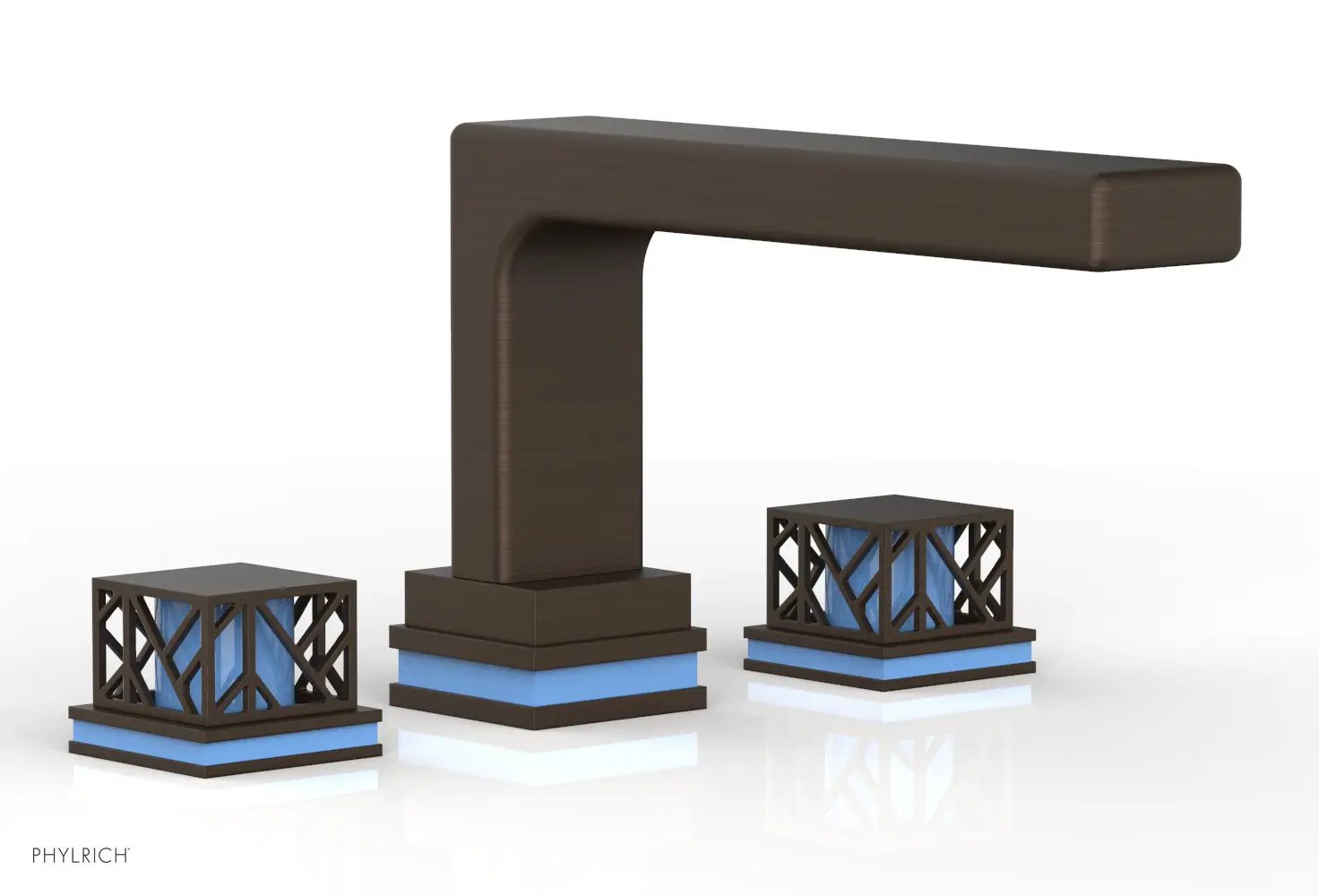 Phylrich JOLIE Deck Tub Set - Square Handles with "Light Blue" Accents by Phylrich