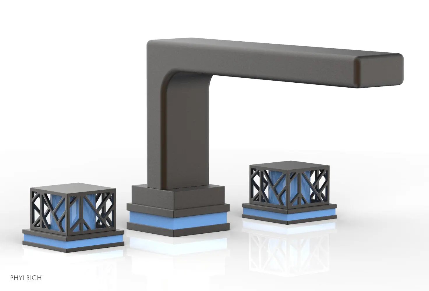 Phylrich JOLIE Deck Tub Set - Square Handles with "Light Blue" Accents by Phylrich