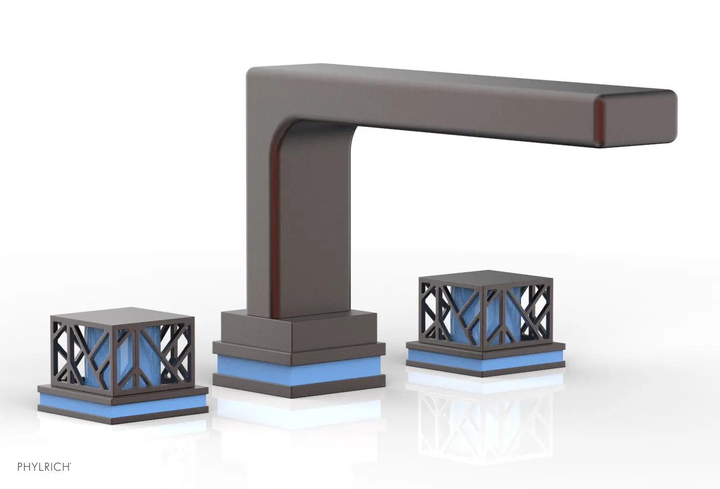 Phylrich JOLIE Deck Tub Set - Square Handles with "Light Blue" Accents by Phylrich