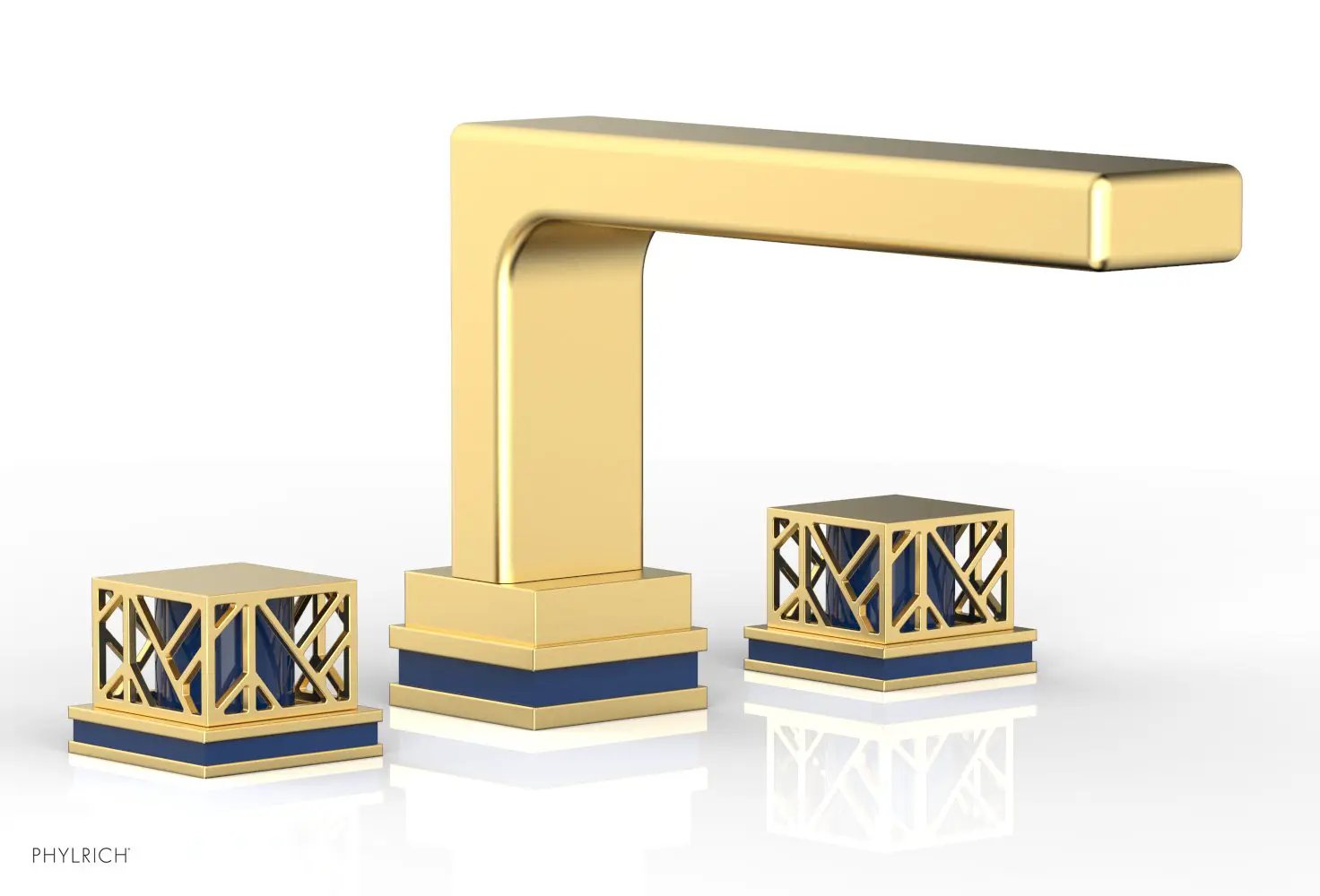 Phylrich JOLIE Deck Tub Set - Square Handles with "Navy Blue" Accents by Phylrich