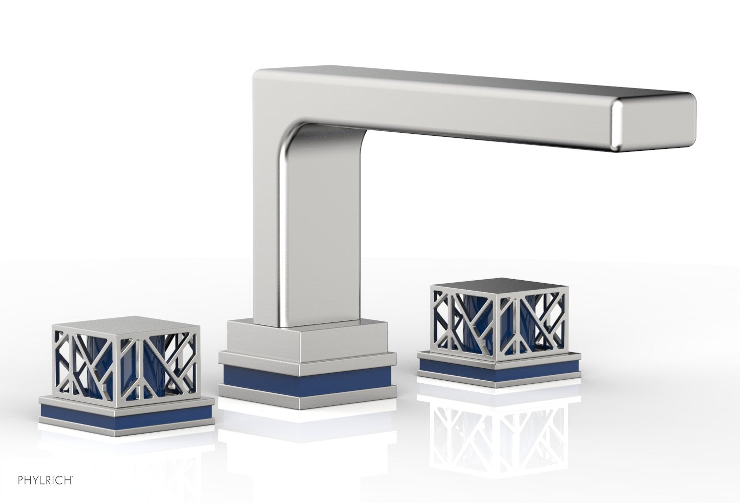 Phylrich JOLIE Deck Tub Set - Square Handles with "Navy Blue" Accents