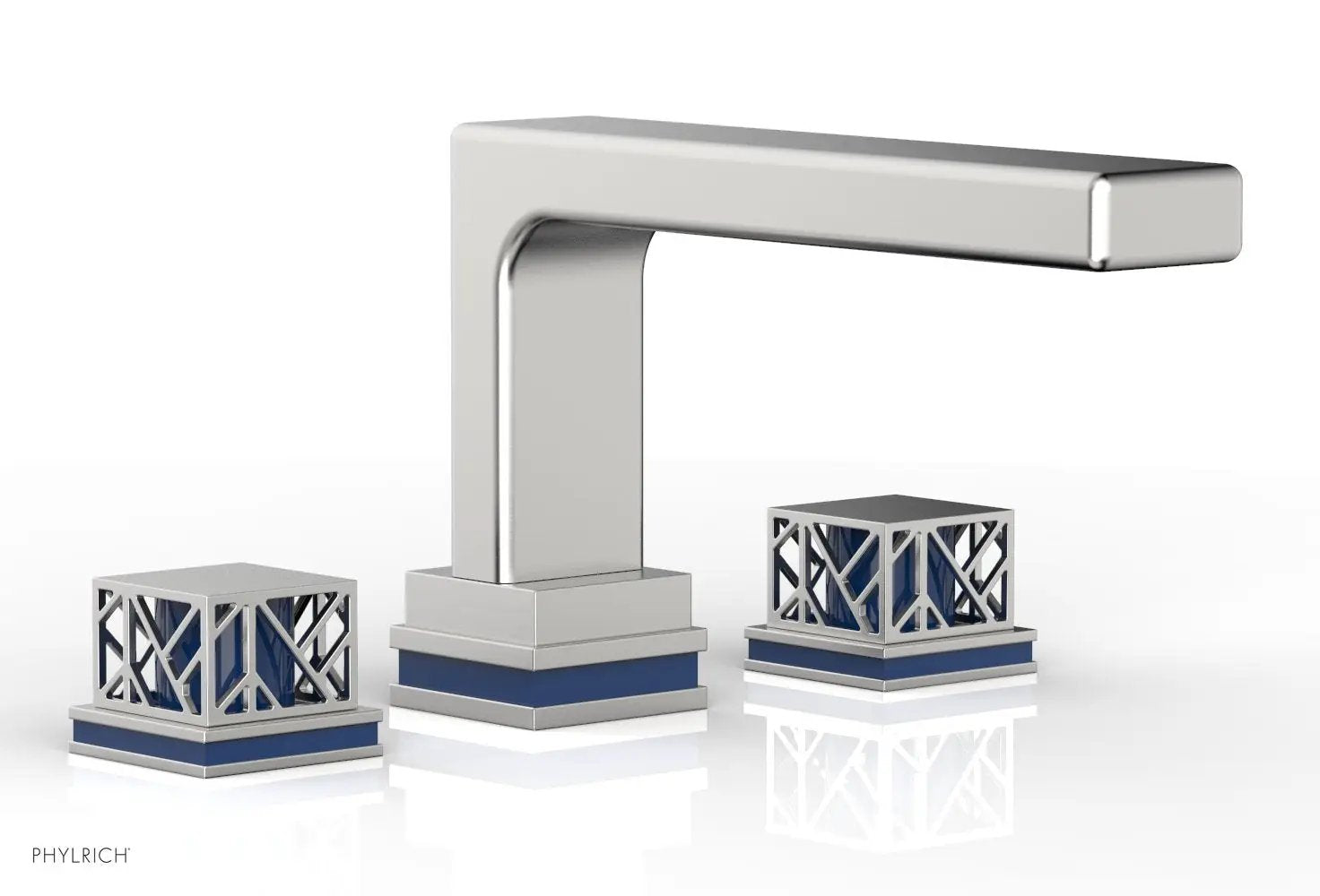 Phylrich JOLIE Deck Tub Set - Square Handles with "Navy Blue" Accents by Phylrich