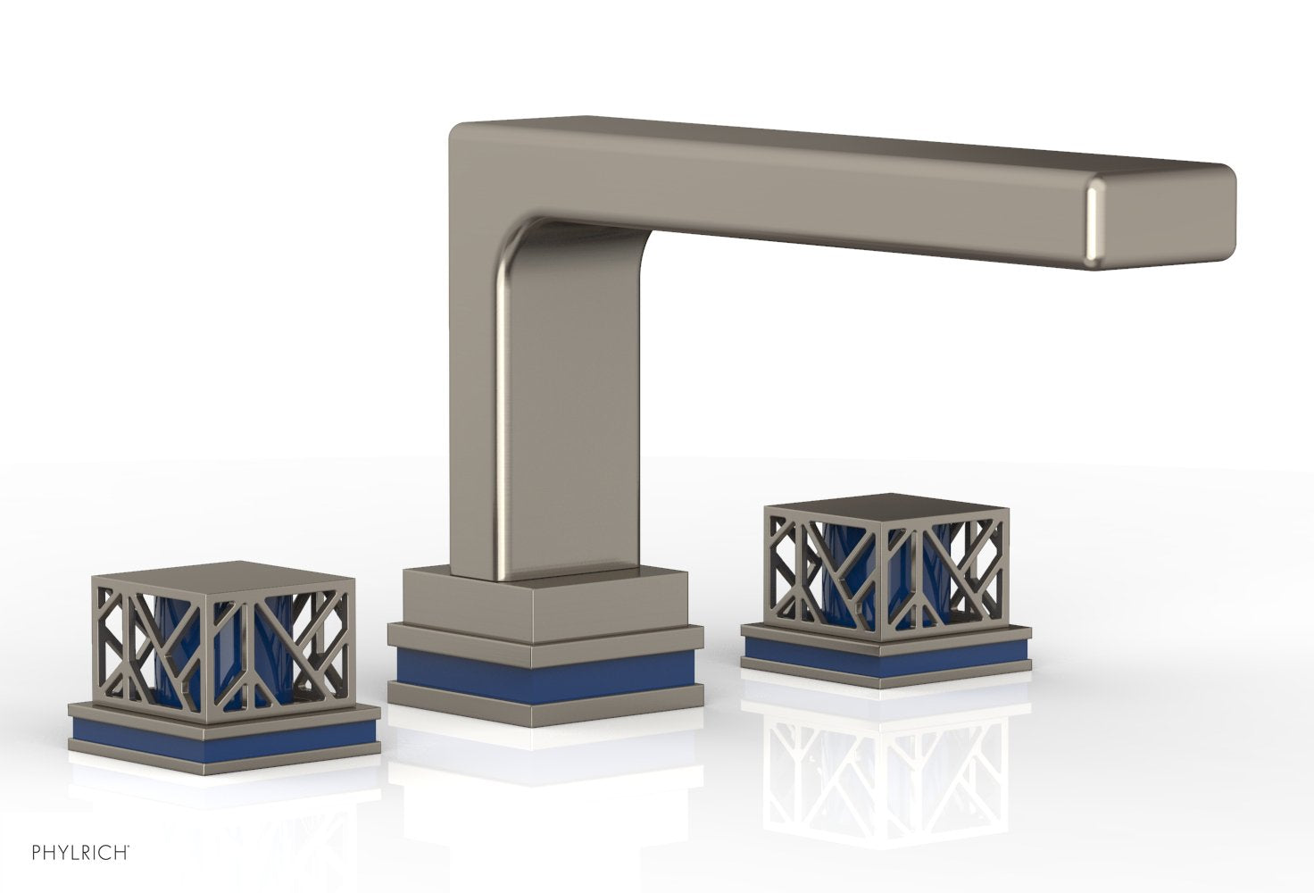 Phylrich JOLIE Deck Tub Set - Square Handles with "Navy Blue" Accents