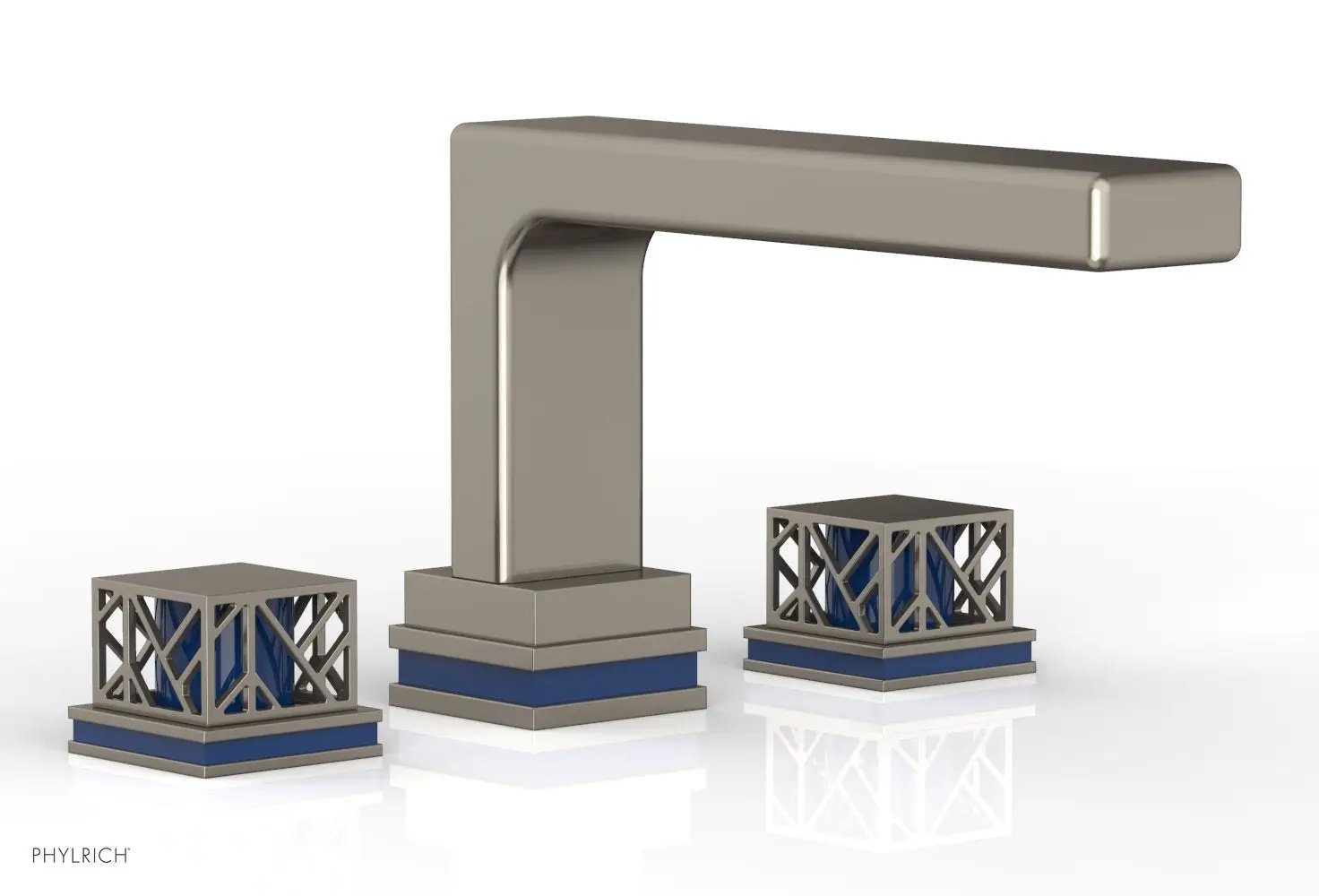 Phylrich JOLIE Deck Tub Set - Square Handles with "Navy Blue" Accents by Phylrich