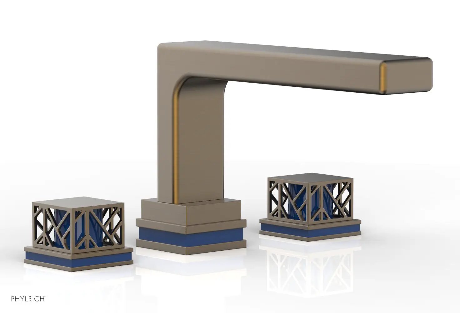 Phylrich JOLIE Deck Tub Set - Square Handles with "Navy Blue" Accents by Phylrich