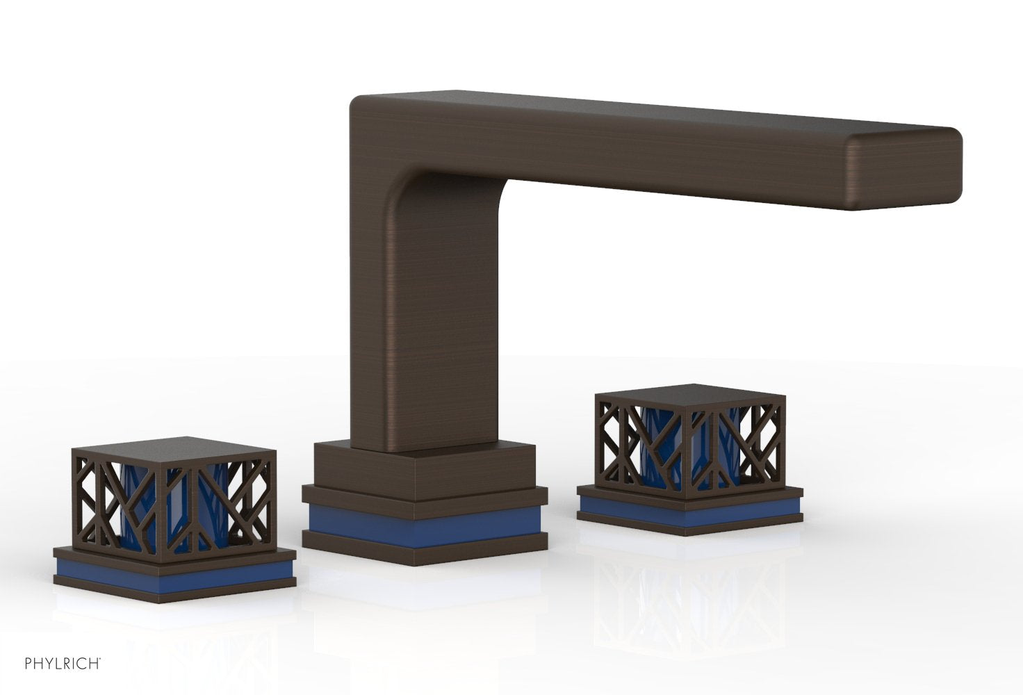 Phylrich JOLIE Deck Tub Set - Square Handles with "Navy Blue" Accents