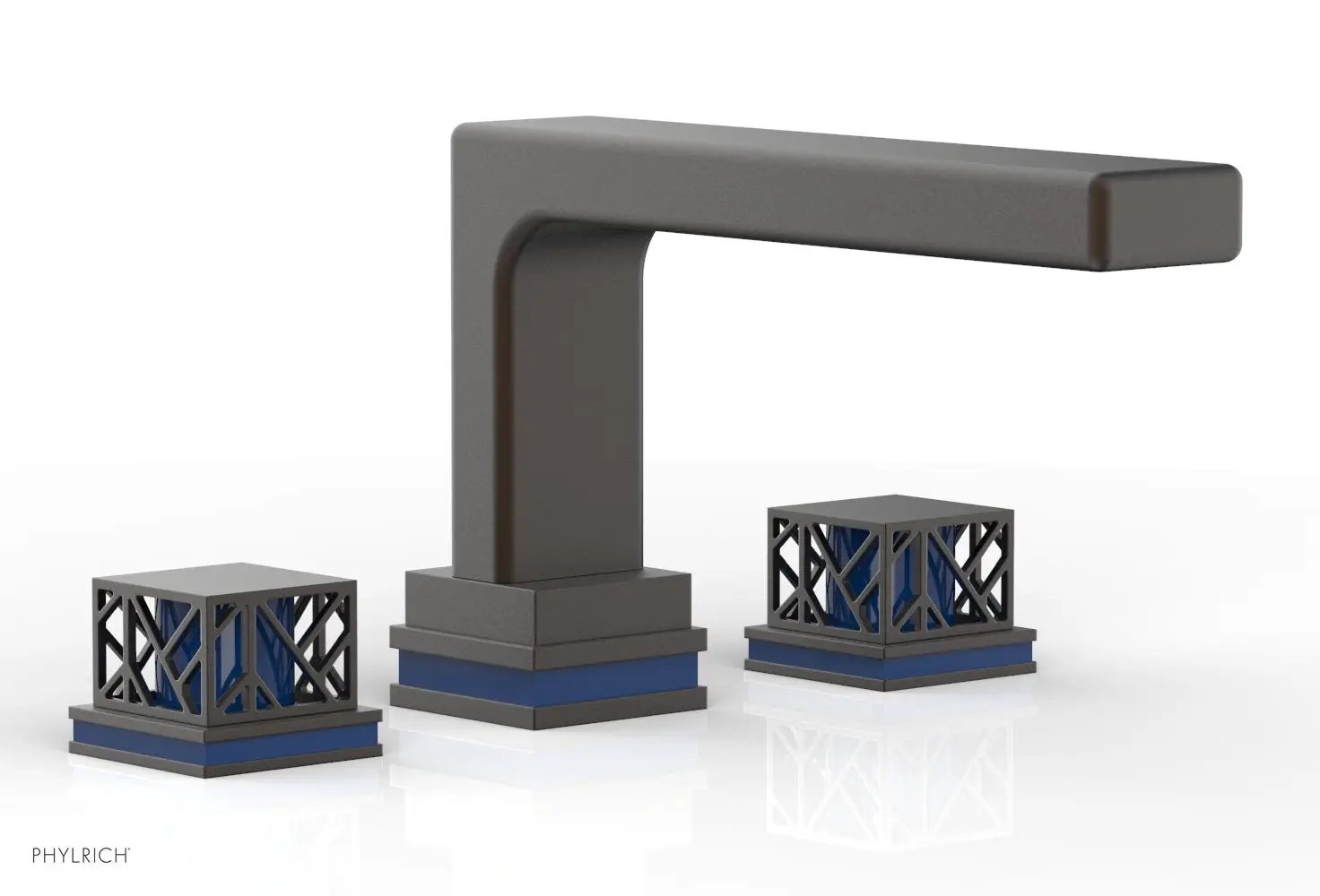Phylrich JOLIE Deck Tub Set - Square Handles with "Navy Blue" Accents by Phylrich