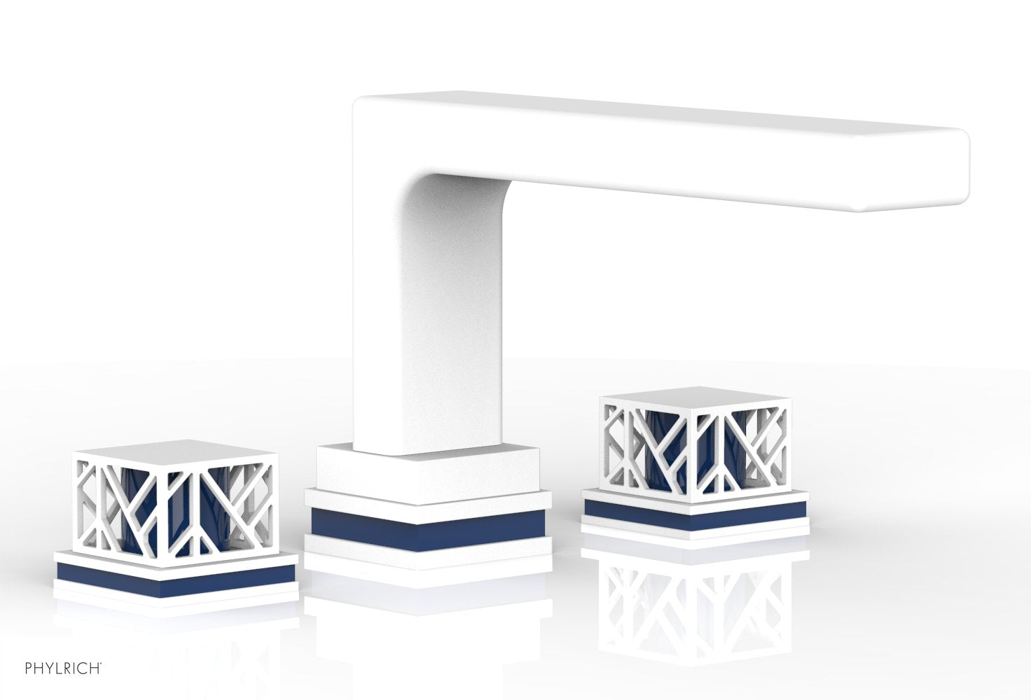 Phylrich JOLIE Deck Tub Set - Square Handles with "Navy Blue" Accents