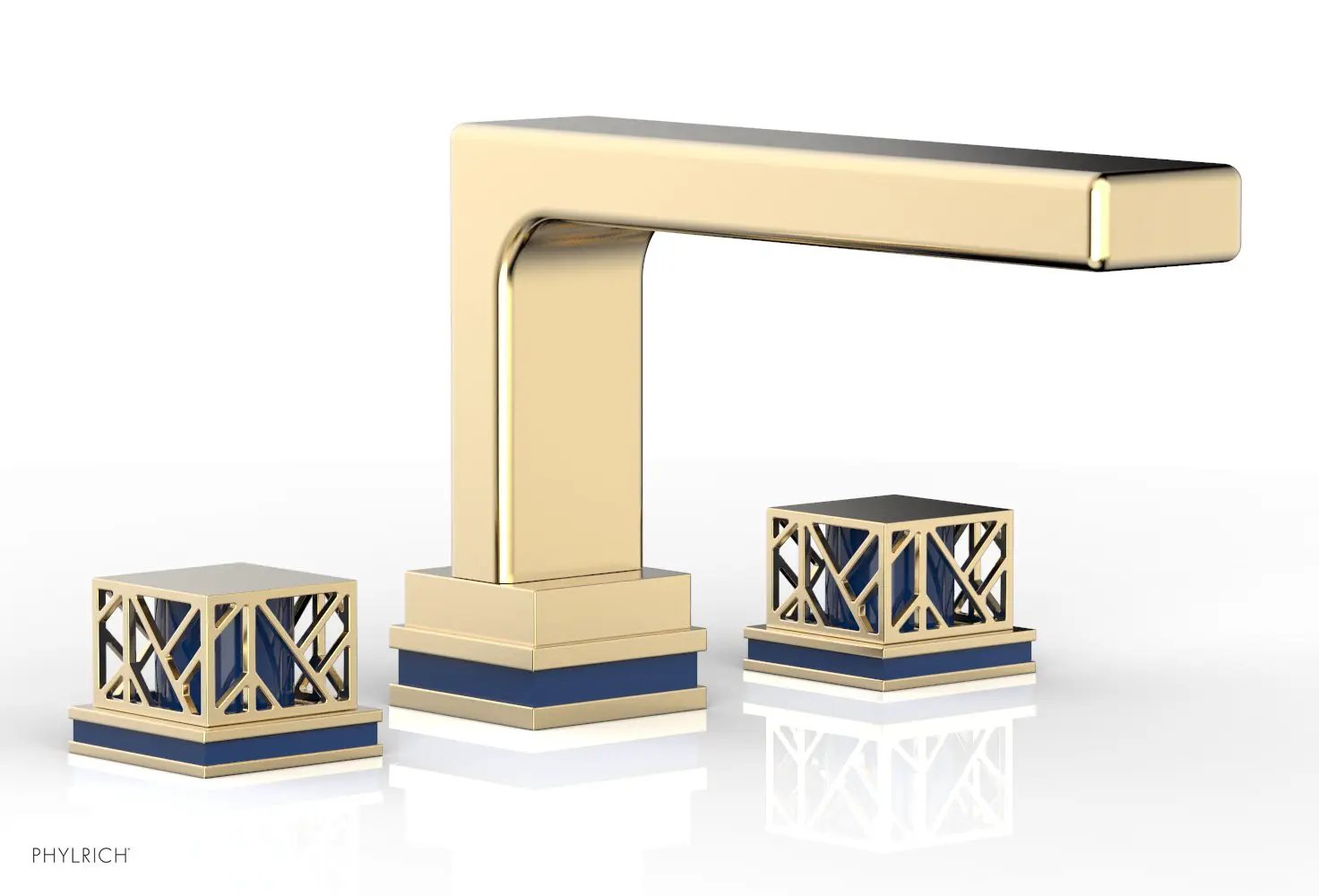 Phylrich JOLIE Deck Tub Set - Square Handles with "Navy Blue" Accents by Phylrich
