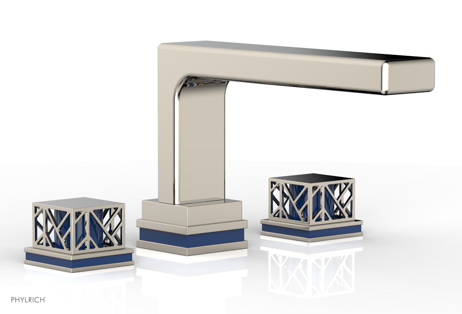 Phylrich JOLIE Deck Tub Set - Square Handles with "Navy Blue" Accents